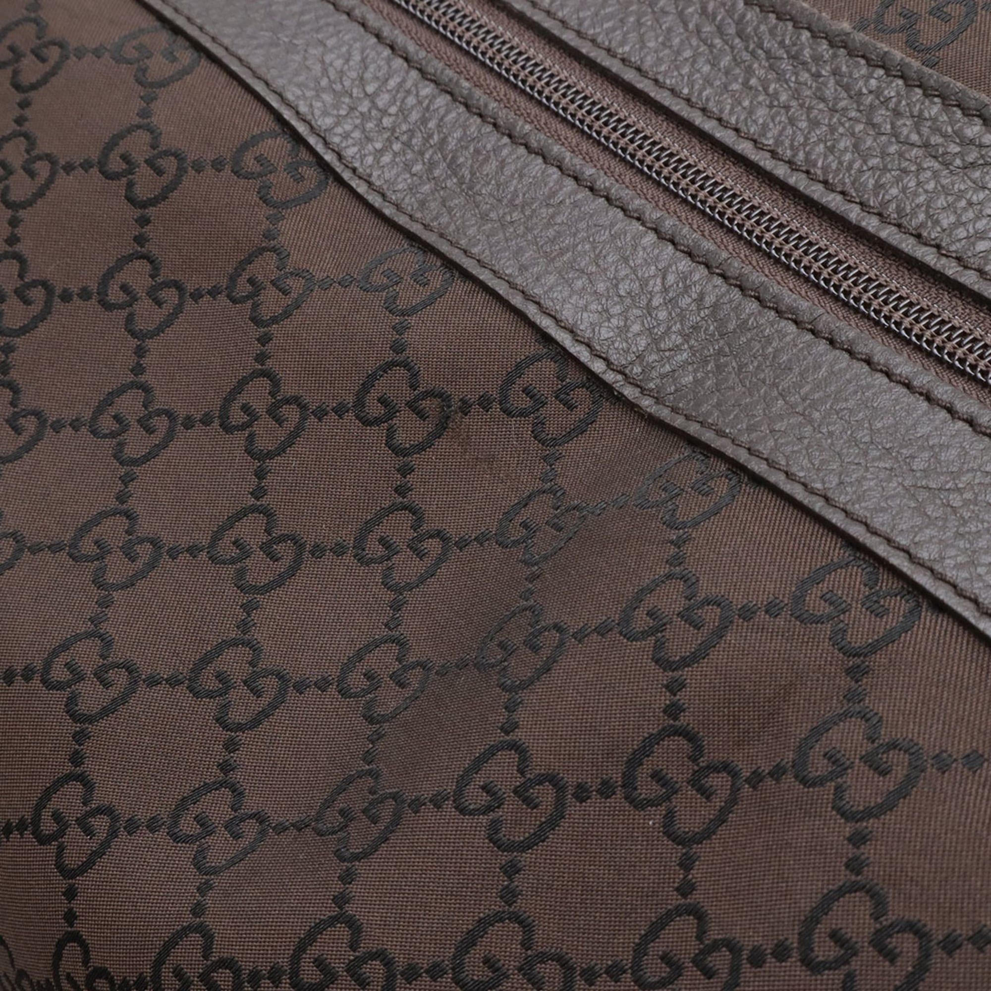 Gucci GUCCI GG nylon shoulder bag, Boston travel leather, brown, 105669 Size ONE SIZE - 5 Thumbnail