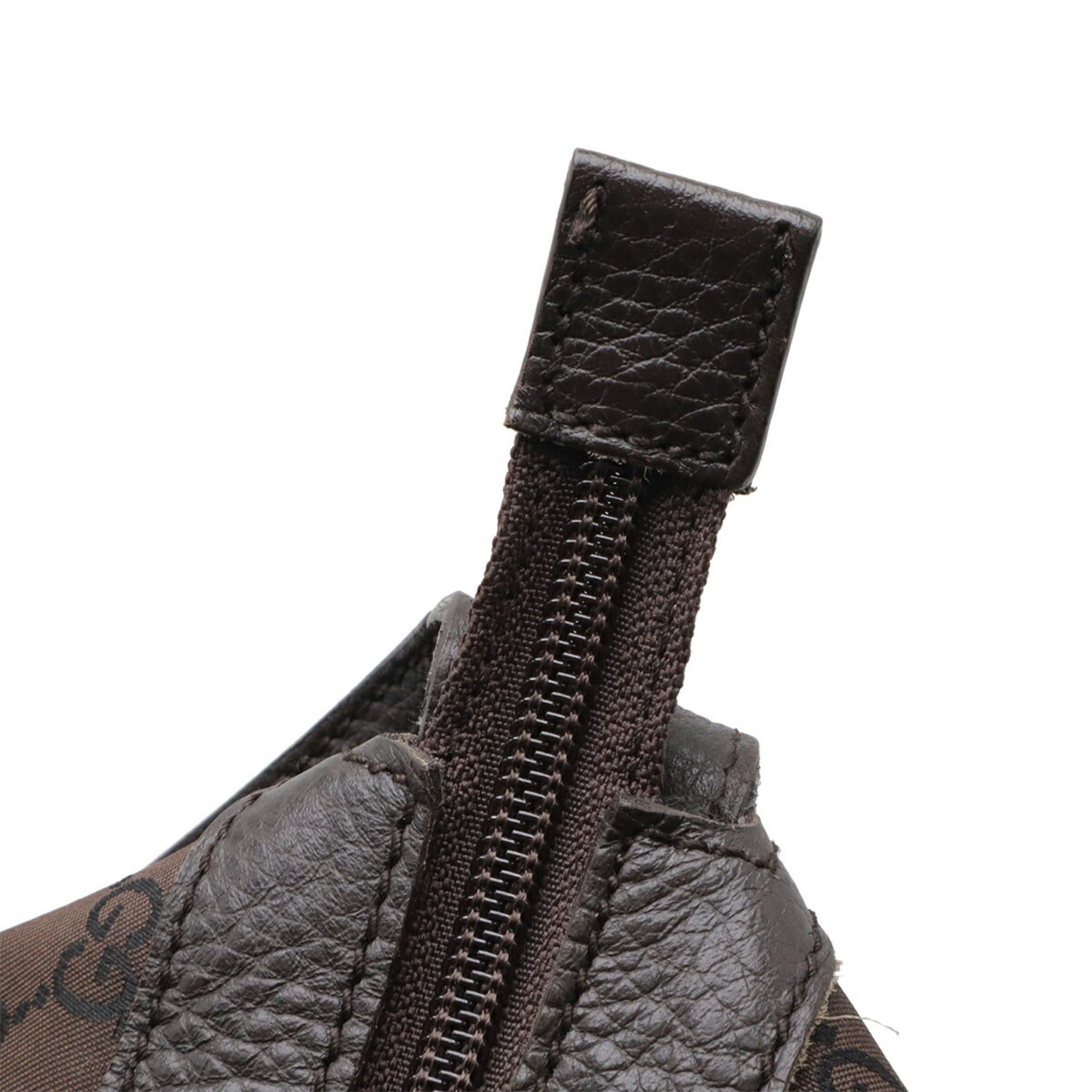 Gucci GUCCI GG nylon shoulder bag, Boston travel leather, brown, 105669 Size ONE SIZE - 7 Thumbnail