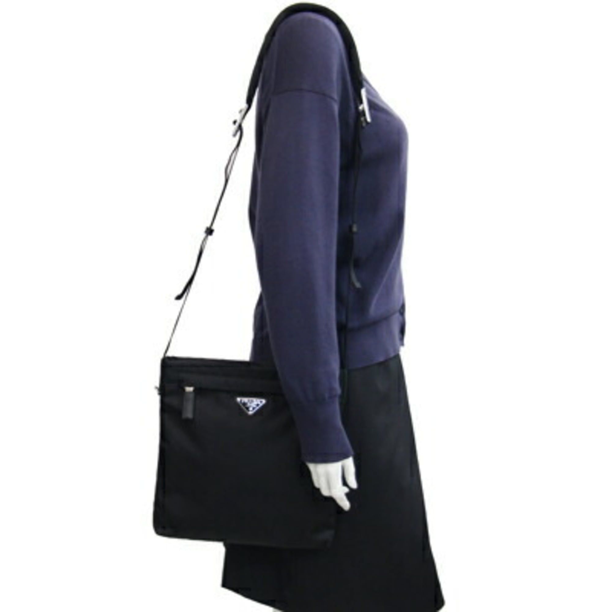 Prada Shoulder Bag 2VH055 Black Nylon and Leather Crossbody for Women