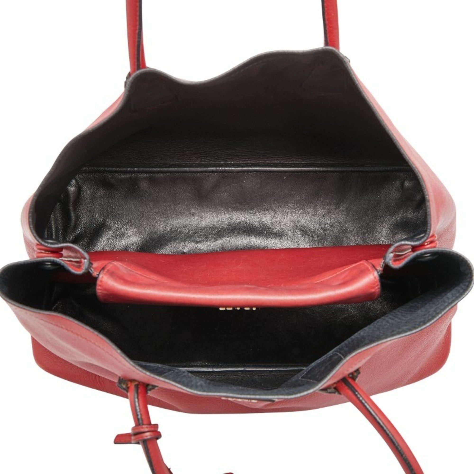 Prada Prada Triangle Logo Plate Tote Bag Shoulder Red Leather Women's PRADA Size ONE SIZE - 11 Thumbnail