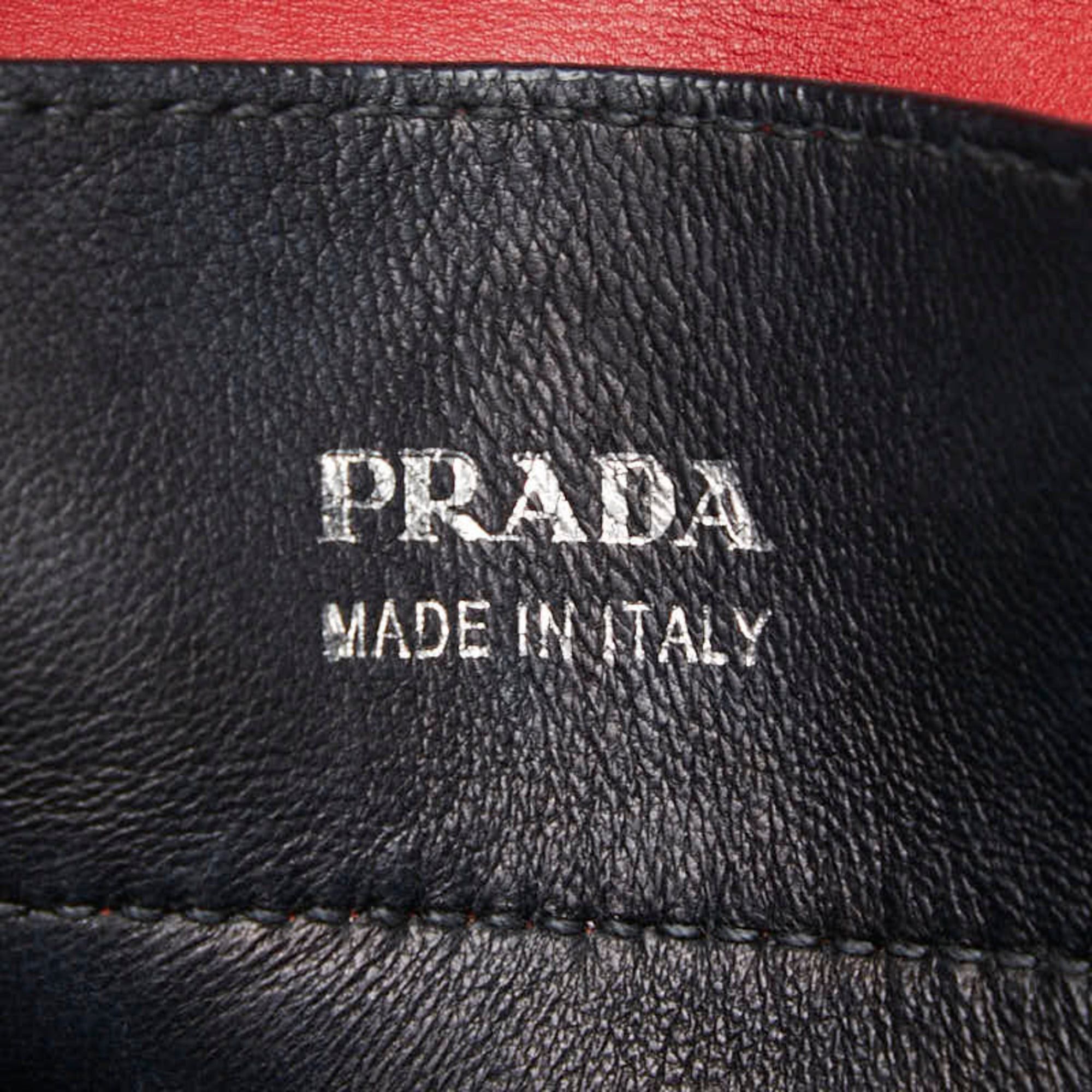 Prada Prada Triangle Logo Plate Tote Bag Shoulder Red Leather Women's PRADA Size ONE SIZE - 12 Thumbnail