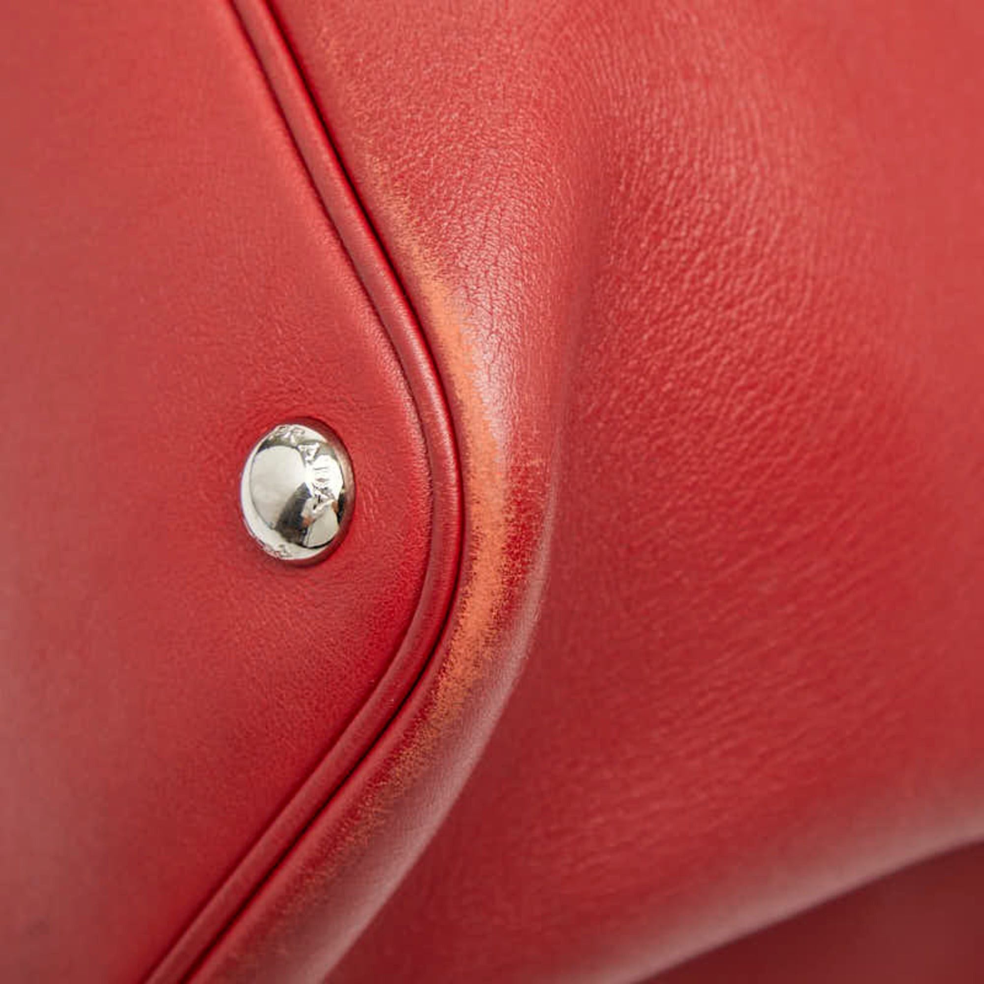 Prada Prada Triangle Logo Plate Tote Bag Shoulder Red Leather Women's PRADA Size ONE SIZE - 6 Thumbnail