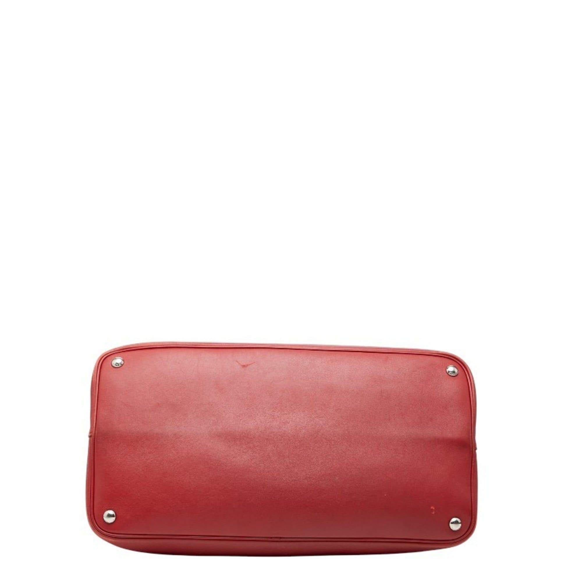 Prada Prada Triangle Logo Plate Tote Bag Shoulder Red Leather Women's PRADA Size ONE SIZE - 3 Thumbnail