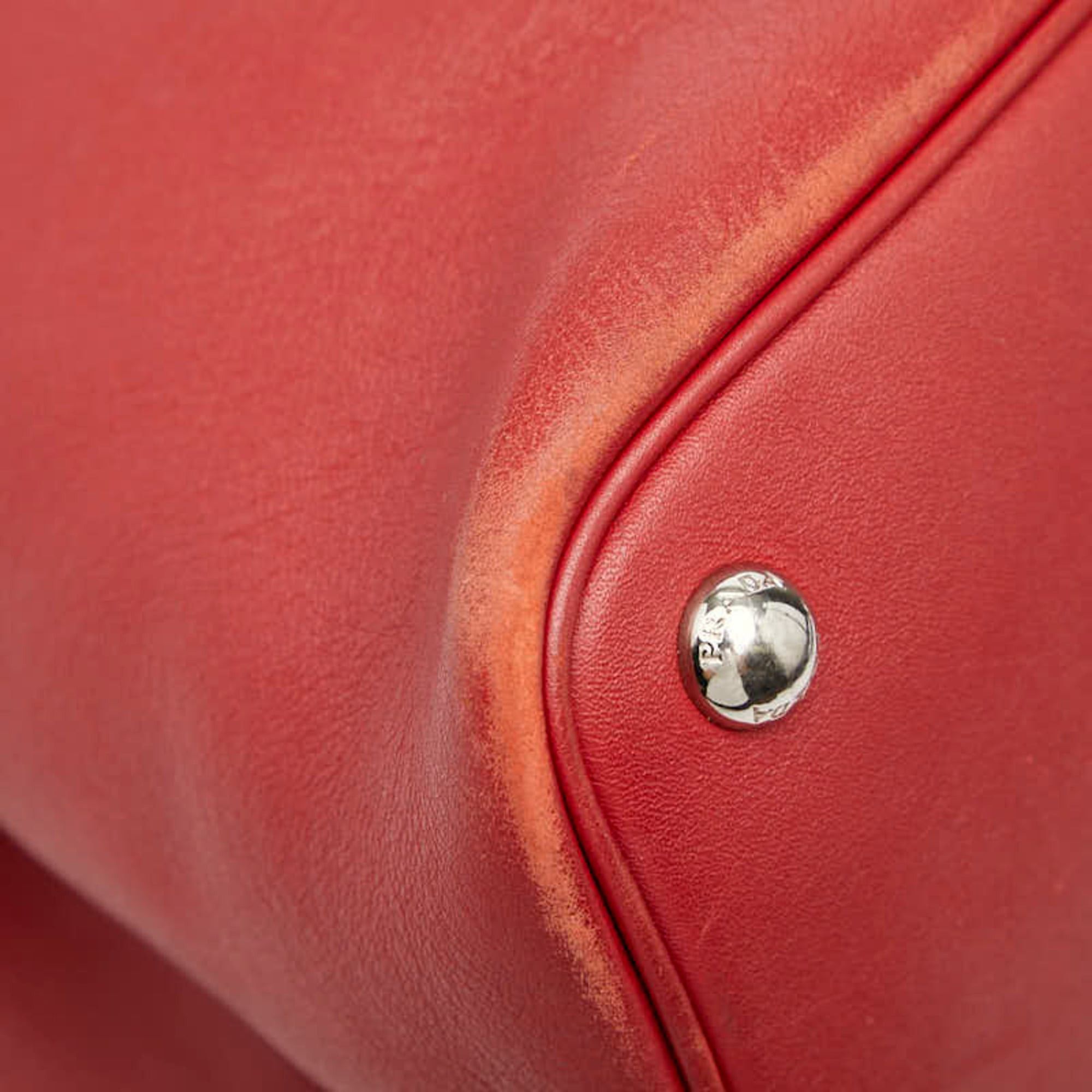 Prada Prada Triangle Logo Plate Tote Bag Shoulder Red Leather Women's PRADA Size ONE SIZE - 5 Thumbnail