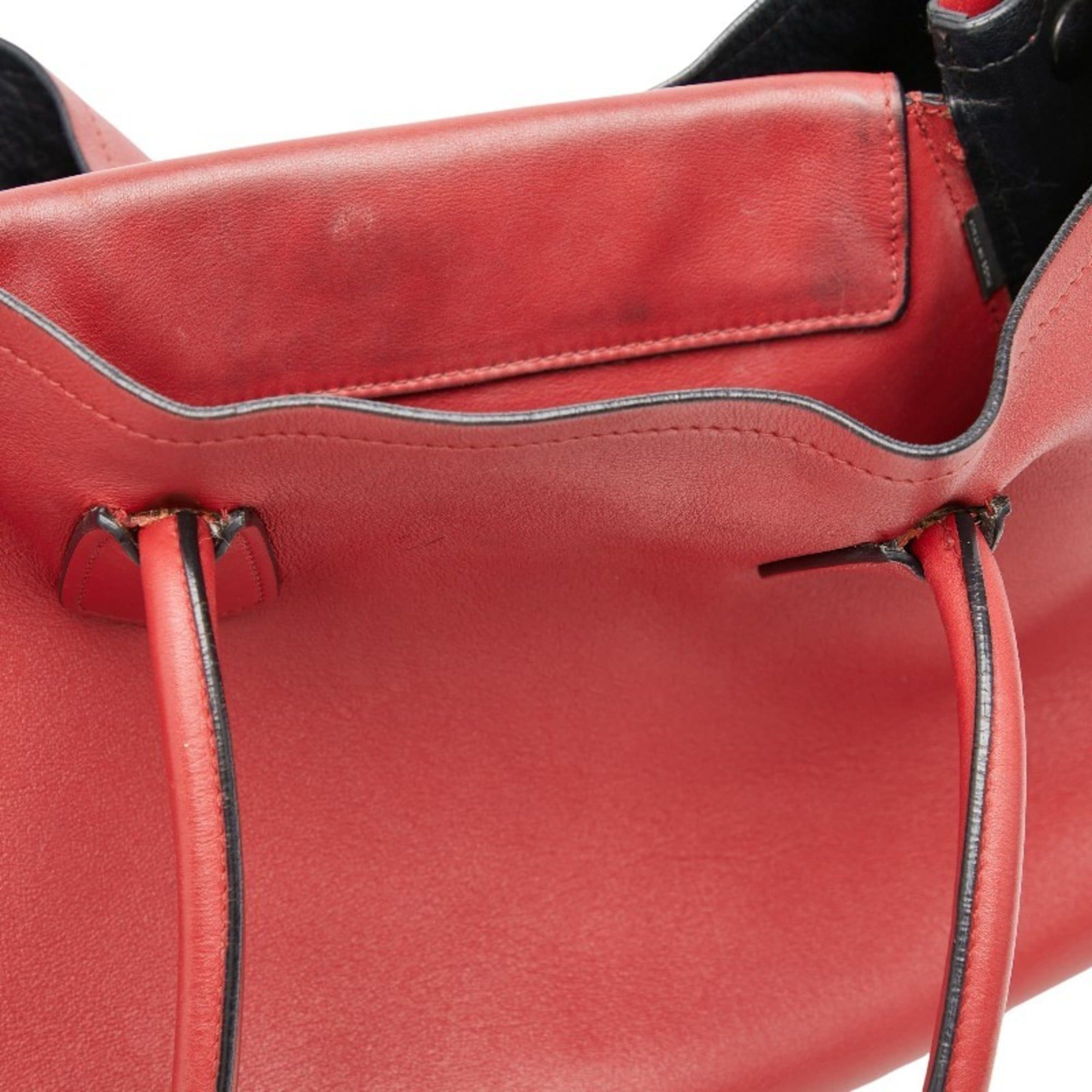 Prada Prada Triangle Logo Plate Tote Bag Shoulder Red Leather Women's PRADA Size ONE SIZE - 9 Thumbnail