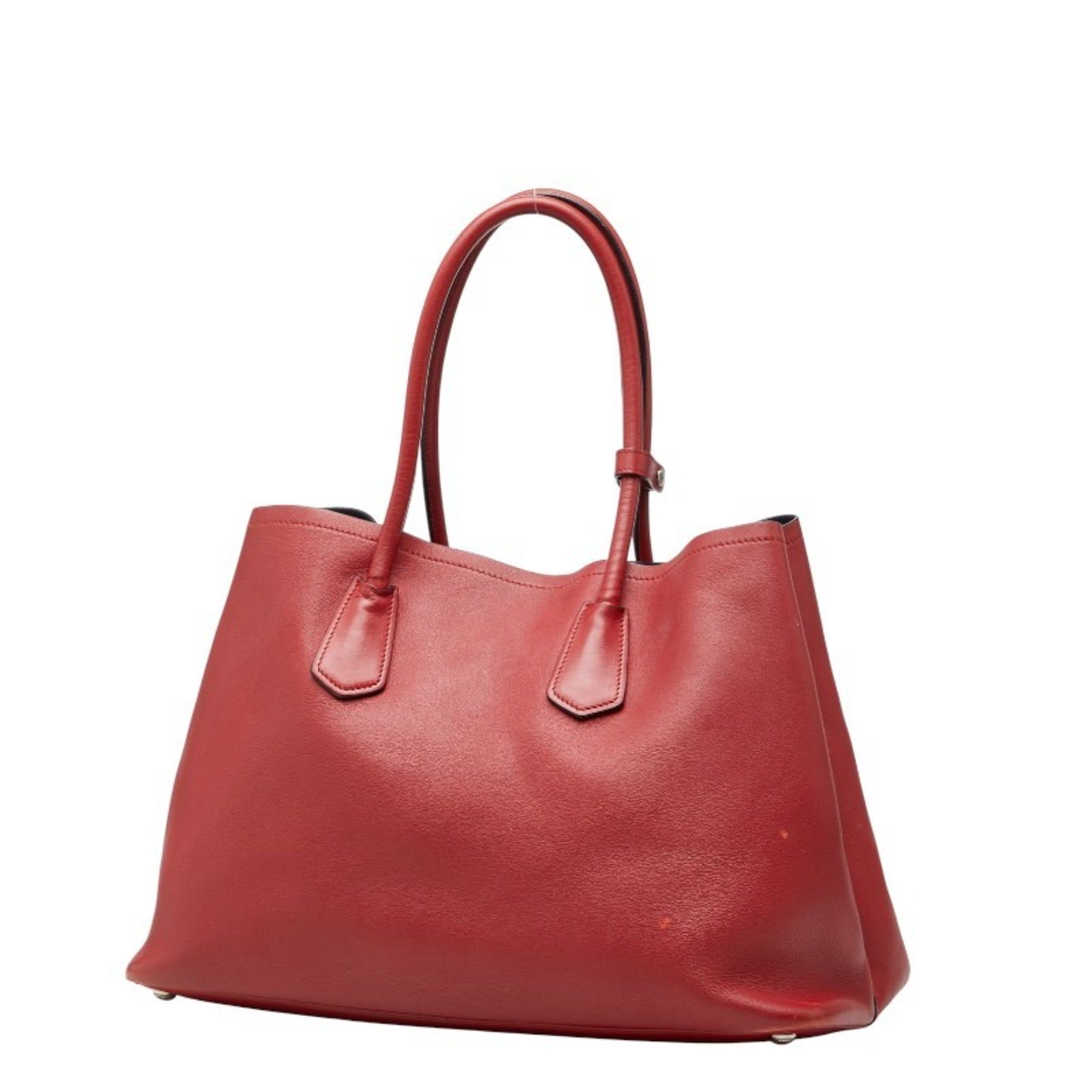 Prada Prada Triangle Logo Plate Tote Bag Shoulder Red Leather Women's PRADA Size ONE SIZE - 2 Thumbnail