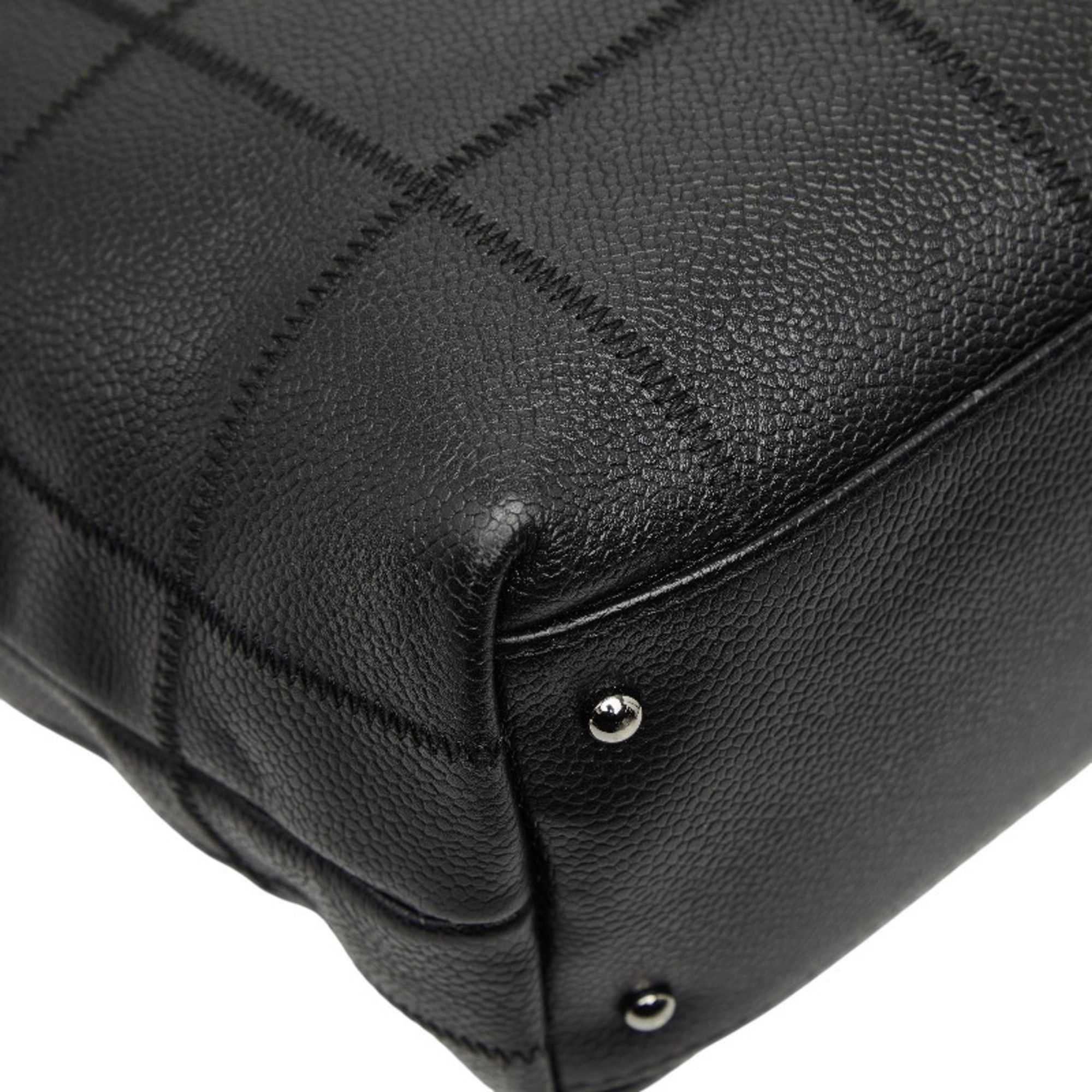 Chanel CHANEL Chocobar Logo Tote Bag Handbag Black Caviar Skin Women's Size ONE SIZE - 7 Thumbnail