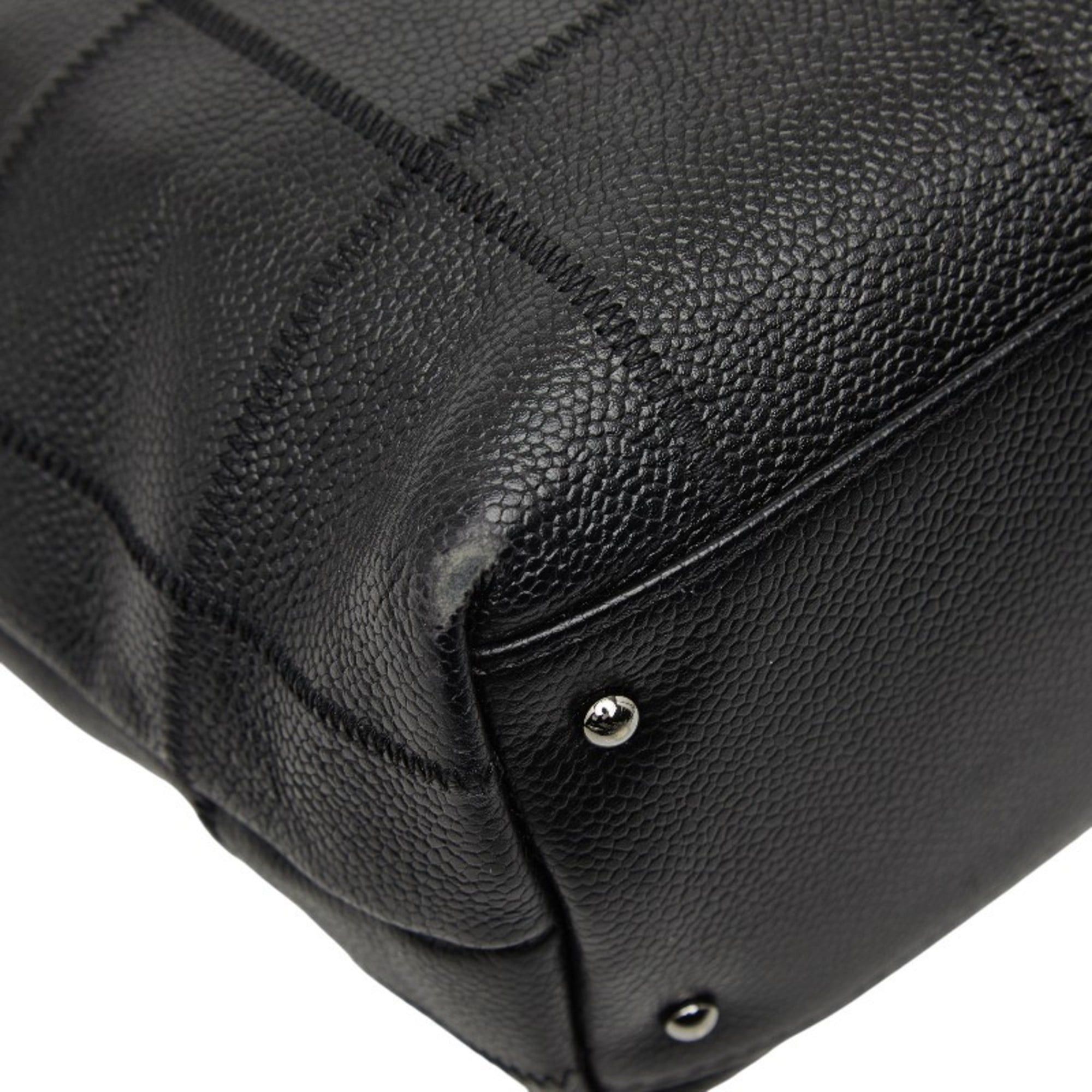 Chanel CHANEL Chocobar Logo Tote Bag Handbag Black Caviar Skin Women's Size ONE SIZE - 5 Thumbnail