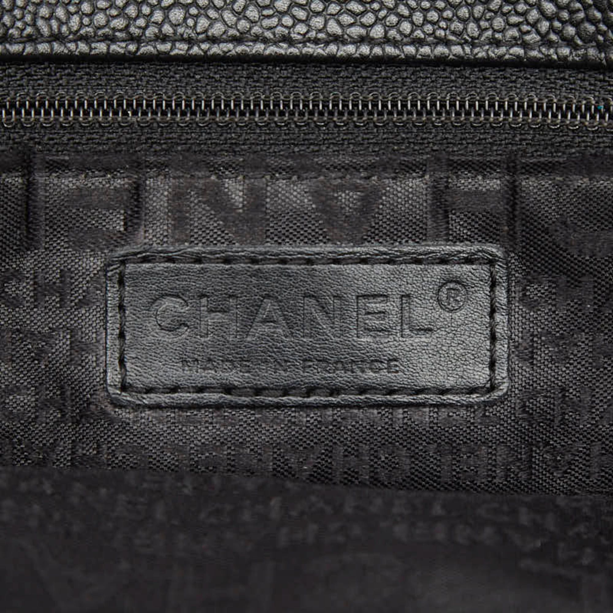 Chanel CHANEL Chocobar Logo Tote Bag Handbag Black Caviar Skin Women's Size ONE SIZE - 10 Thumbnail