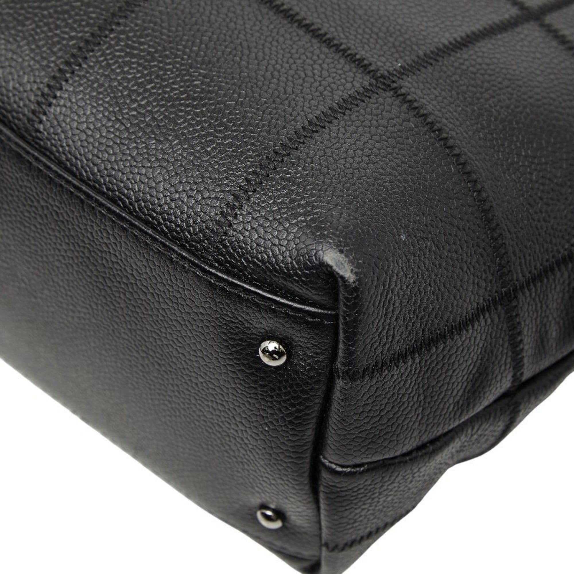 Chanel CHANEL Chocobar Logo Tote Bag Handbag Black Caviar Skin Women's Size ONE SIZE - 6 Thumbnail