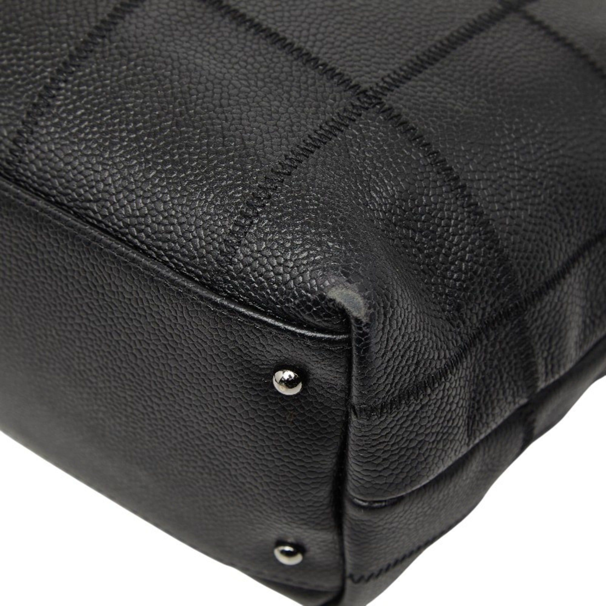 Chanel CHANEL Chocobar Logo Tote Bag Handbag Black Caviar Skin Women's Size ONE SIZE - 4 Thumbnail