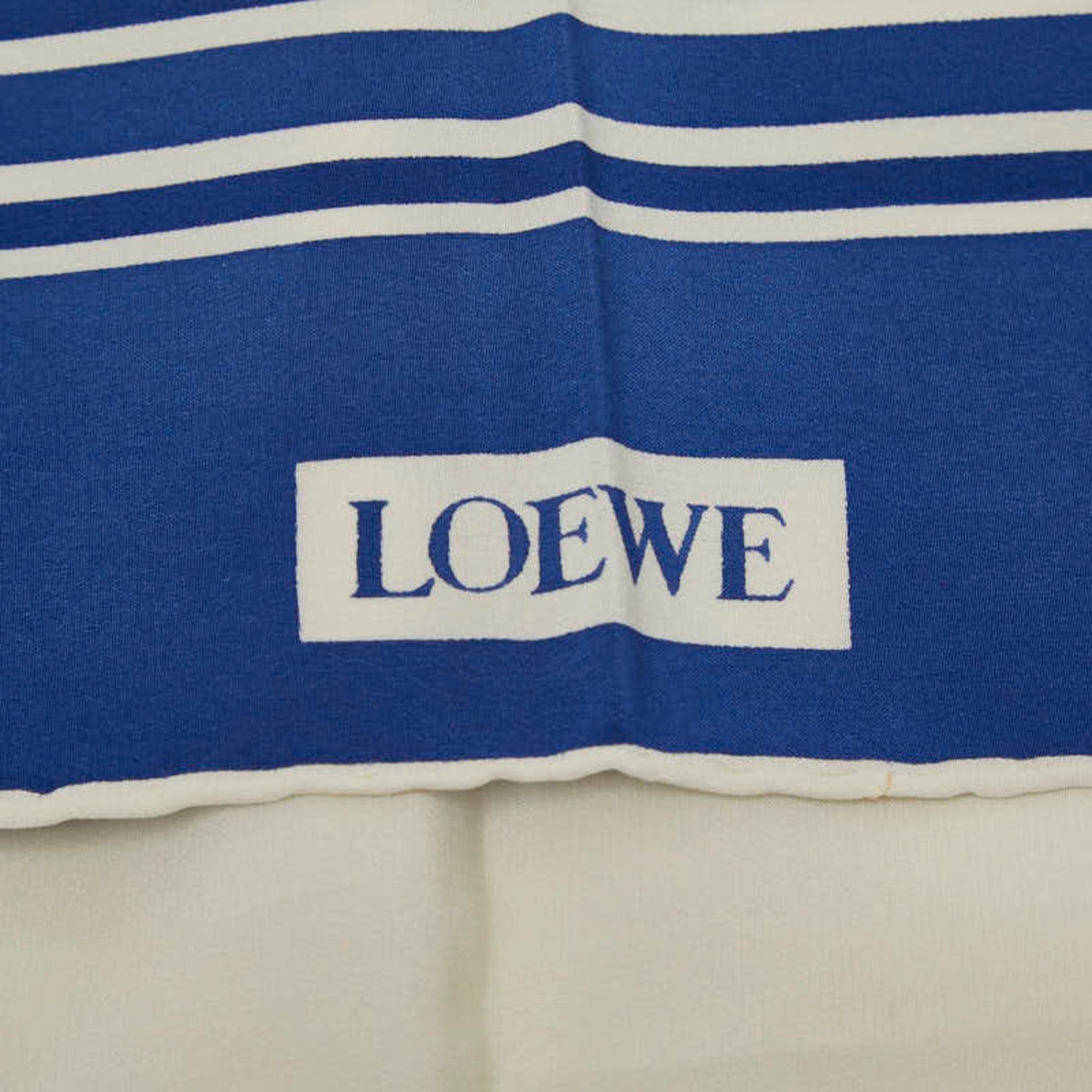 Loewe LOEWE Anagram Scarf/Muffler in Ivory Blue Silk for Women Size ONE SIZE - 7 Thumbnail