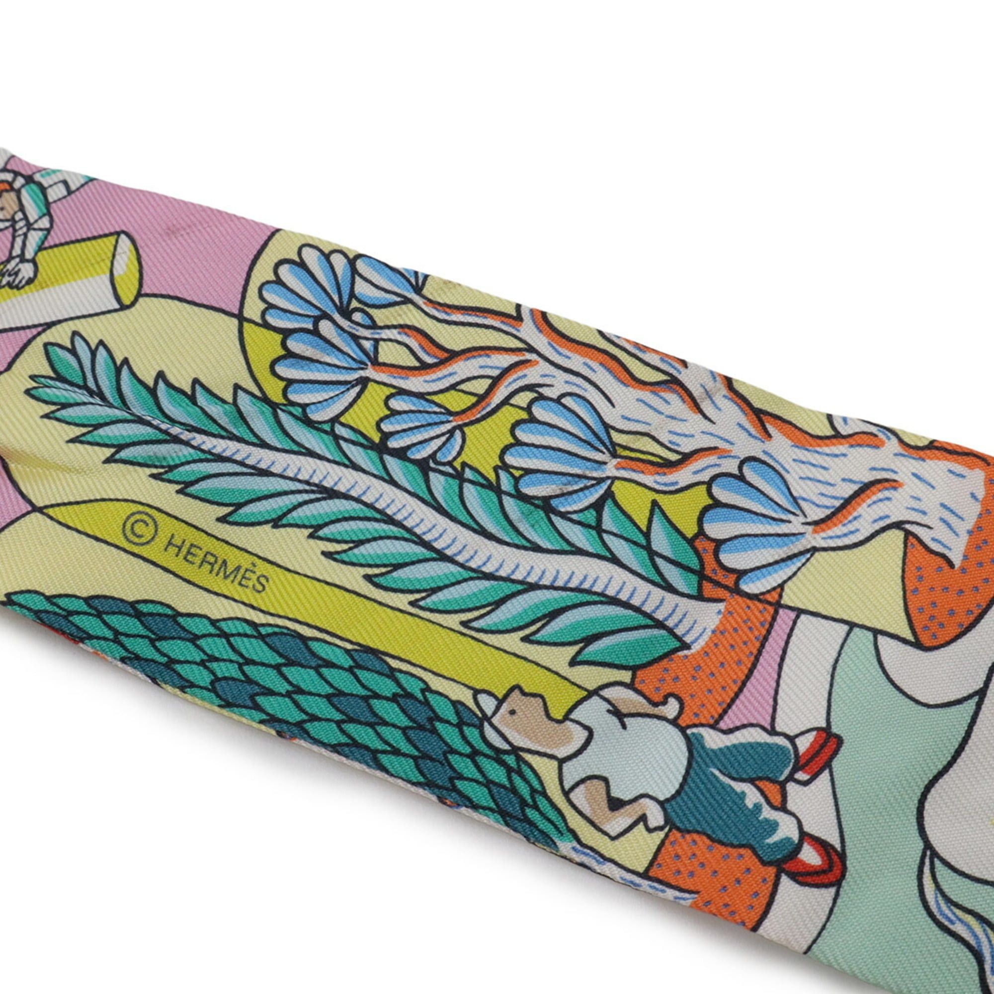 Hermes HERMES TWELL Twilly Scarf/Muffler/Handbag, Exposition Universelle, 100% Silk, Multicolor Size ONE SIZE - 5 Thumbnail