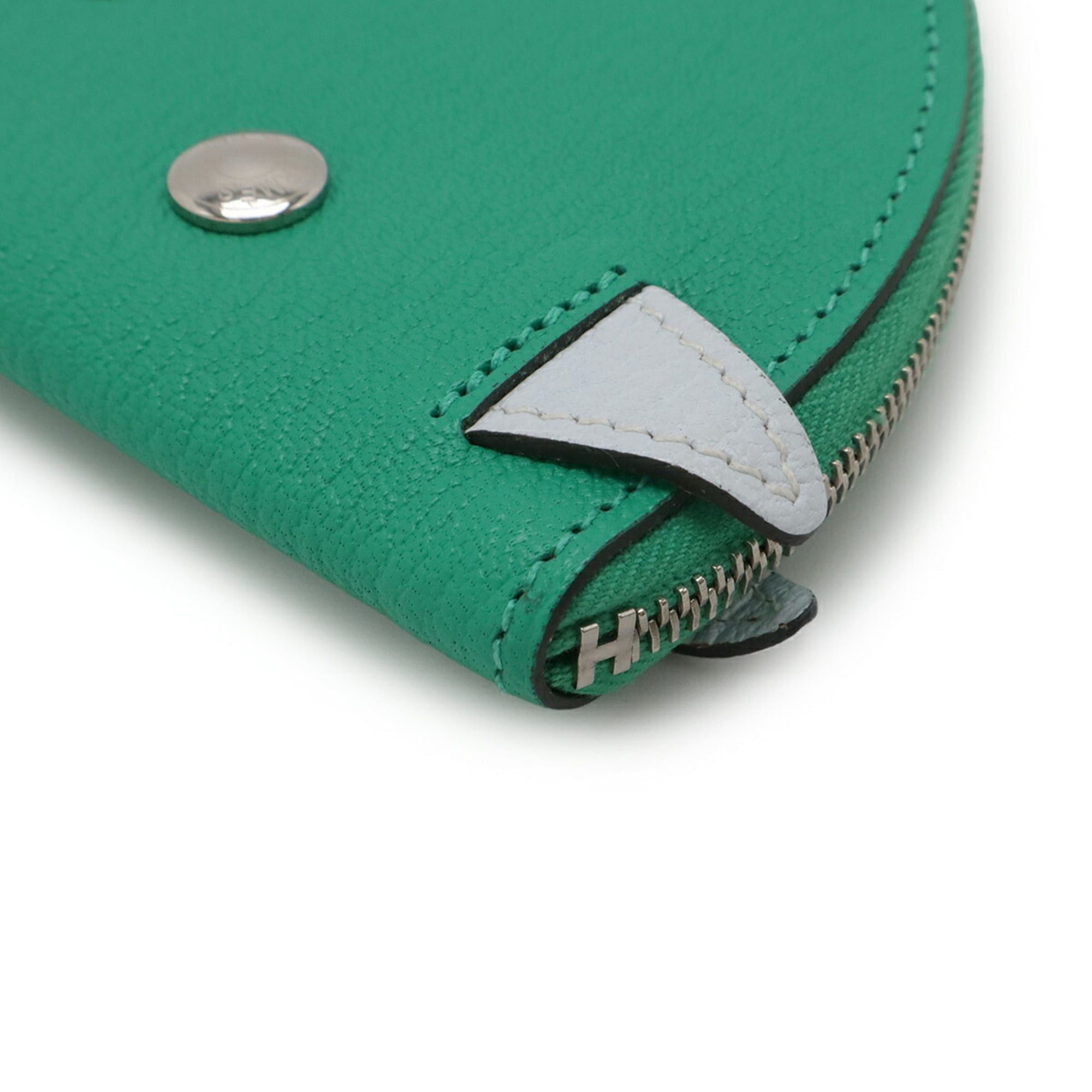 Hermes HERMES Paddock Wallet/Coin Purse/Bag/Pouch Chevre Leather in Mint Green, Bleu Brume, and Pale Blue with a Z Stamp Size ONE SIZE - 4 Thumbnail