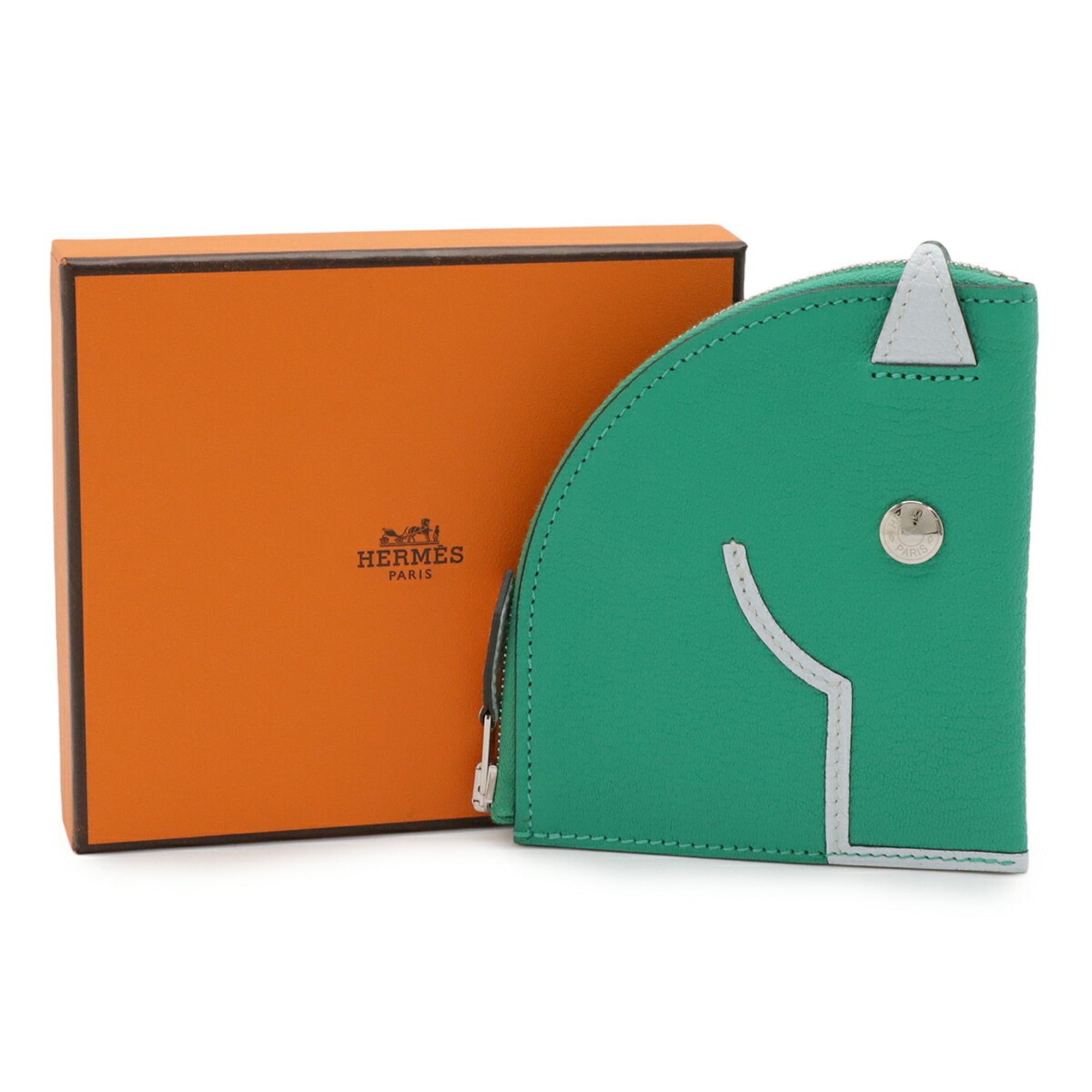 Hermes HERMES Paddock Wallet/Coin Purse/Bag/Pouch Chevre Leather in Mint Green, Bleu Brume, and Pale Blue with a Z Stamp Size ONE SIZE - 7 Thumbnail