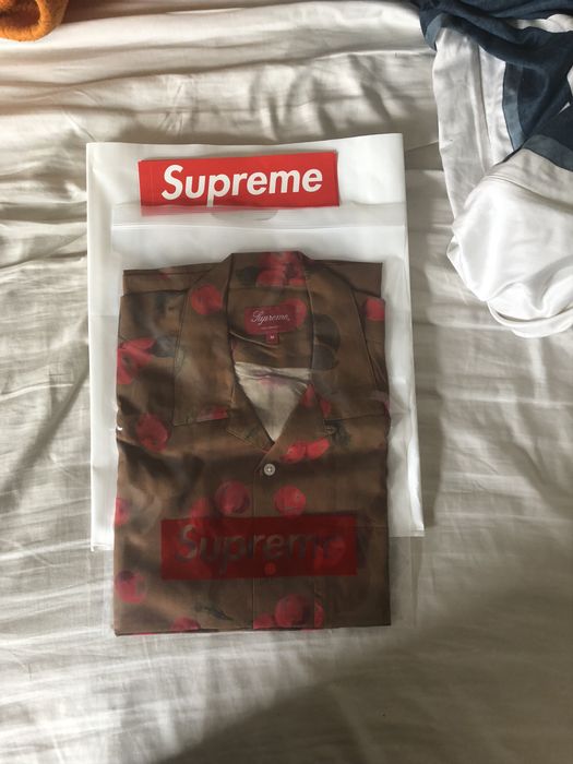 Supreme Supreme cherry Rayon S/S shirt medium brown SS19 | Grailed