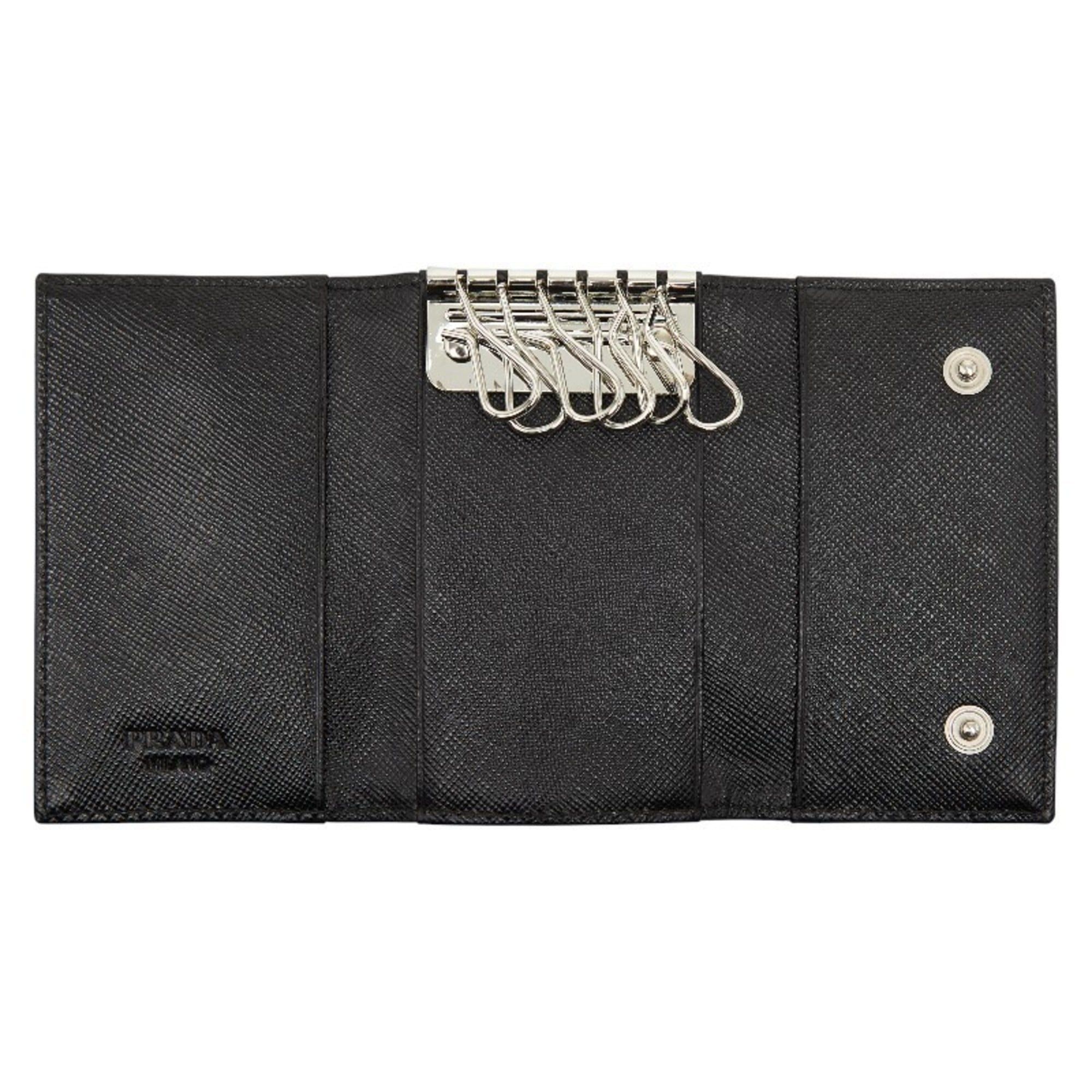 Prada Prada Triangle Logo Plate 6-Ring Key Case M222 Black Nylon Women's PRADA Size ONE SIZE - 7 Thumbnail