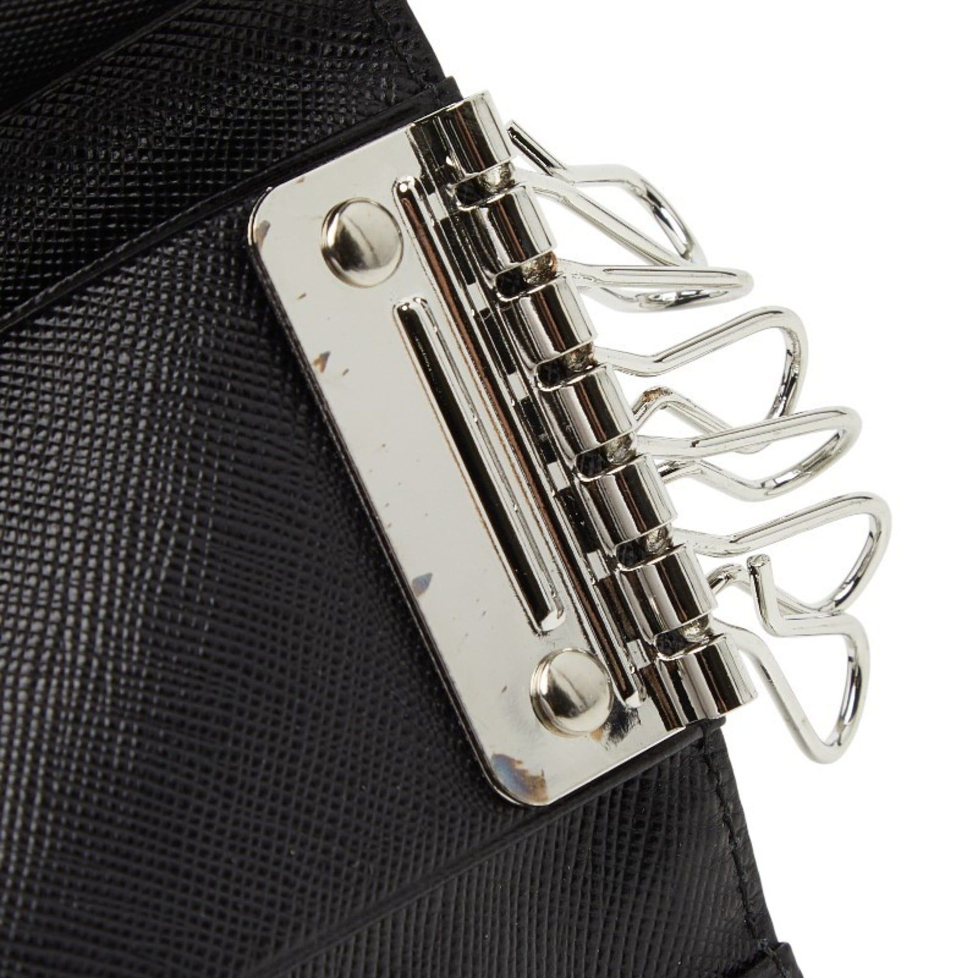 Prada Prada Triangle Logo Plate 6-Ring Key Case M222 Black Nylon Women's PRADA Size ONE SIZE - 6 Thumbnail