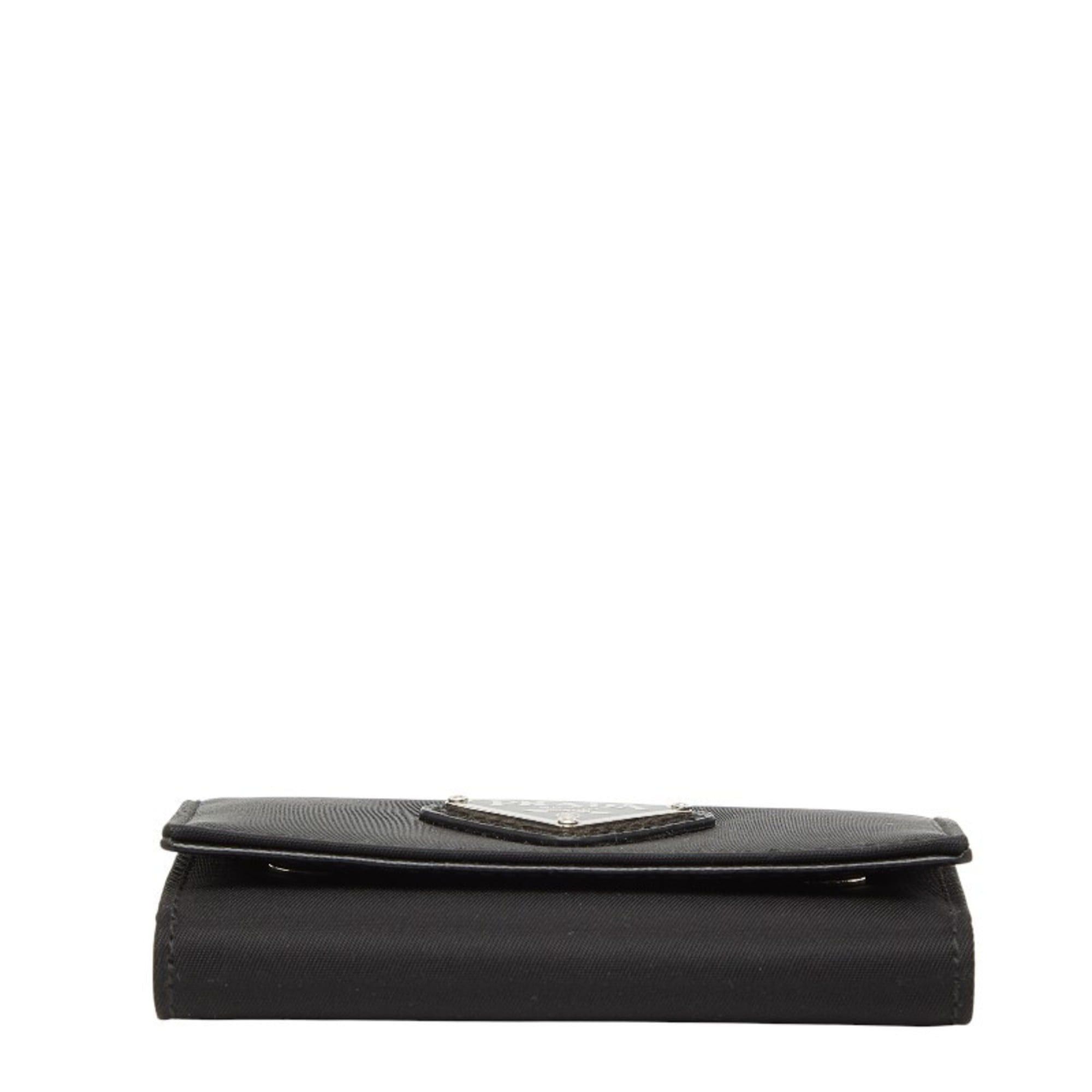 Prada Prada Triangle Logo Plate 6-Ring Key Case M222 Black Nylon Women's PRADA Size ONE SIZE - 3 Thumbnail