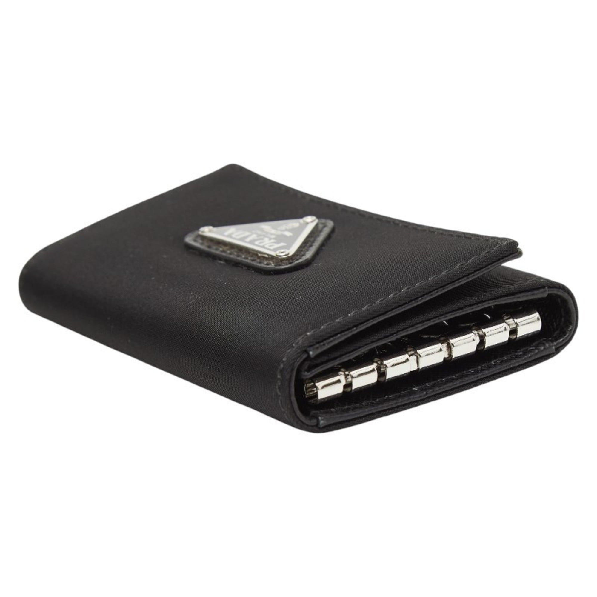 Prada Prada Triangle Logo Plate 6-Ring Key Case M222 Black Nylon Women's PRADA Size ONE SIZE - 5 Thumbnail