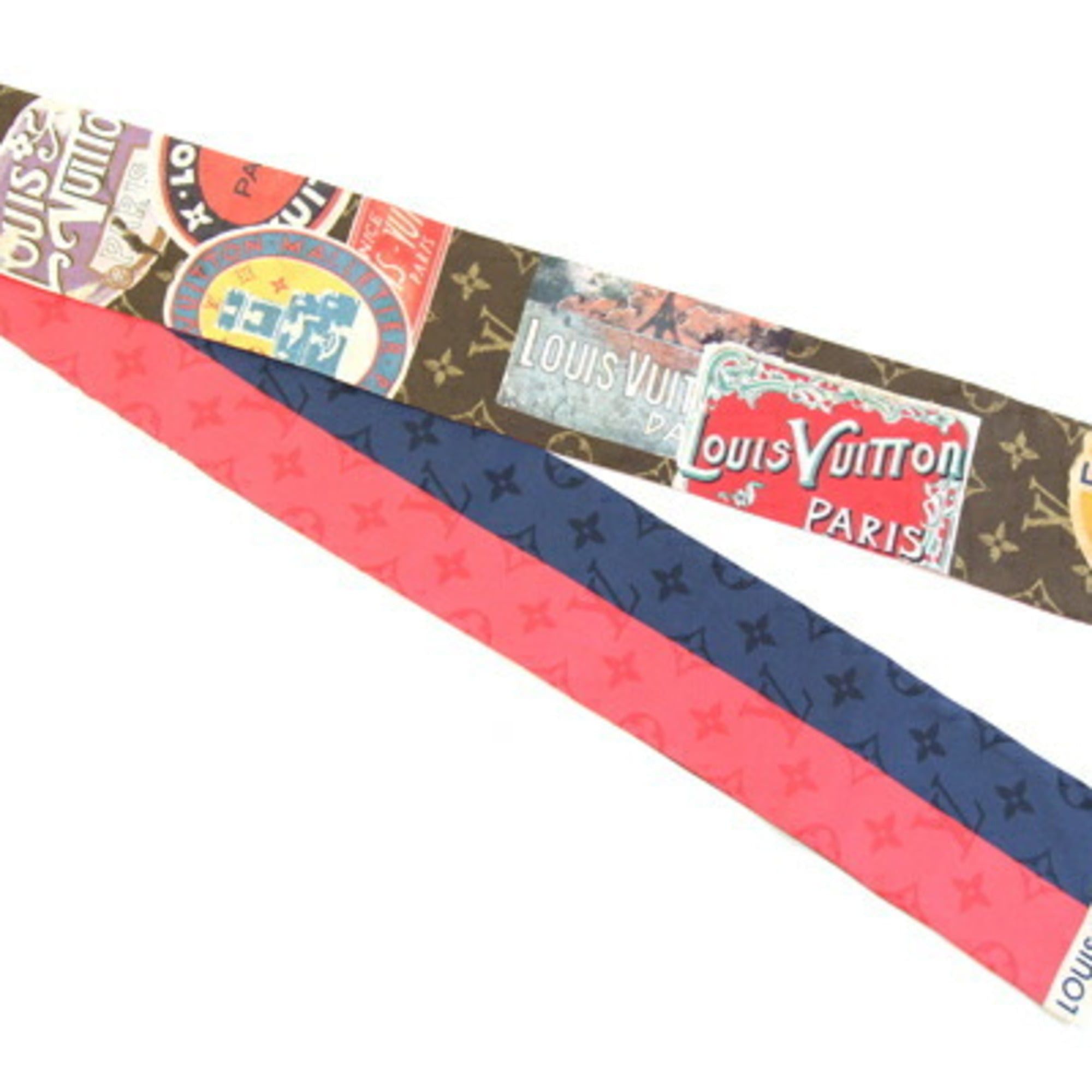 Louis Vuitton Flight Mode Bandeau Scarf Muffler, Elysee Palace Hotel, M79781, Navy Red, 100% Silk Ribbon Scarf, Women's, LOUIS VUITTON