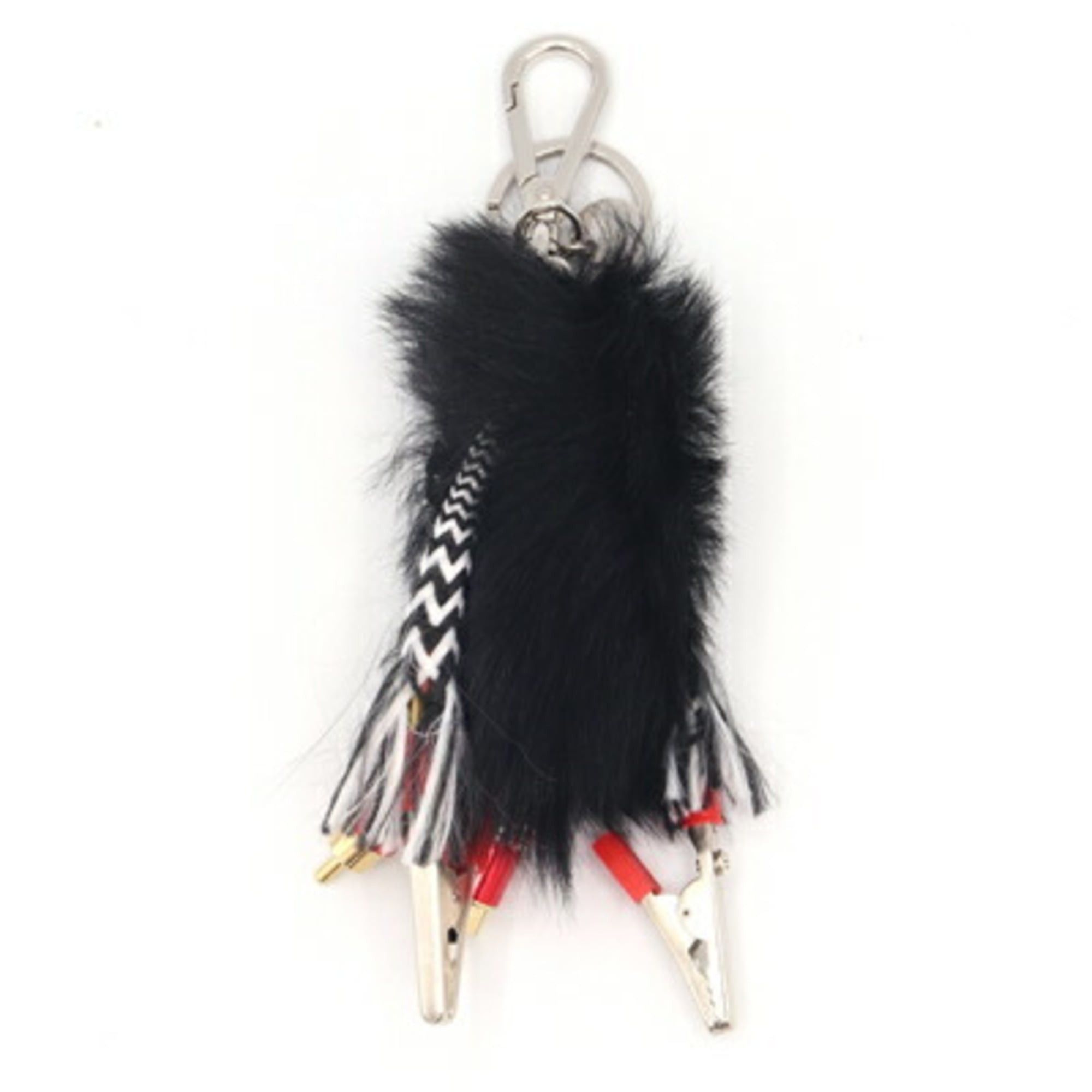 Prada Prada Rufus Trick Key Ring Bag Charm (1TR264) in Black Faux Fur and Metal. Keychain, Ring, Handbag, Robot, Women's. Size ONE SIZE - 2 Thumbnail