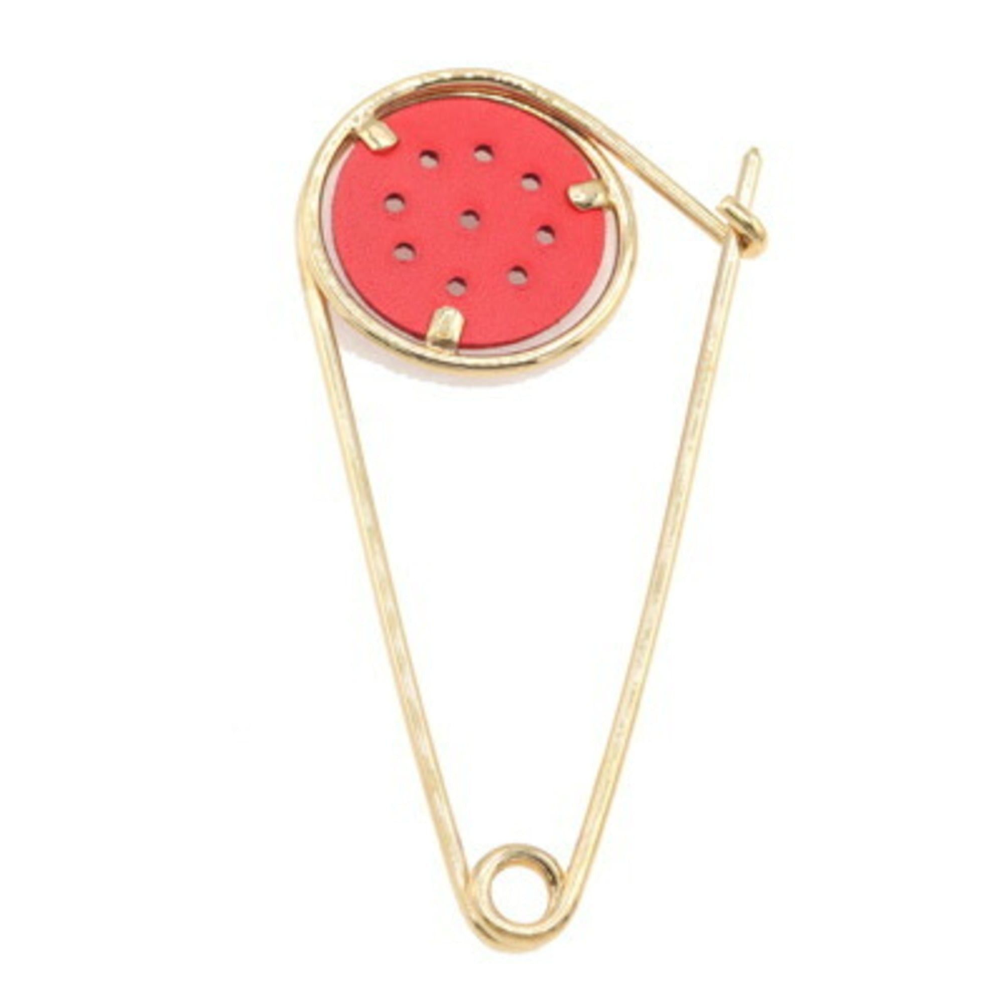 Loewe LOEWE Meccano Small Pin Brooch in Red Gold Leather and Metal for Women Size ONE SIZE - 2 Thumbnail