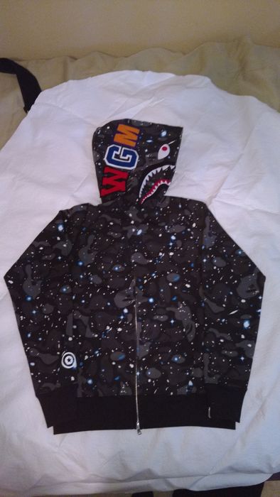 A bathing ape space camo store shark hoodie