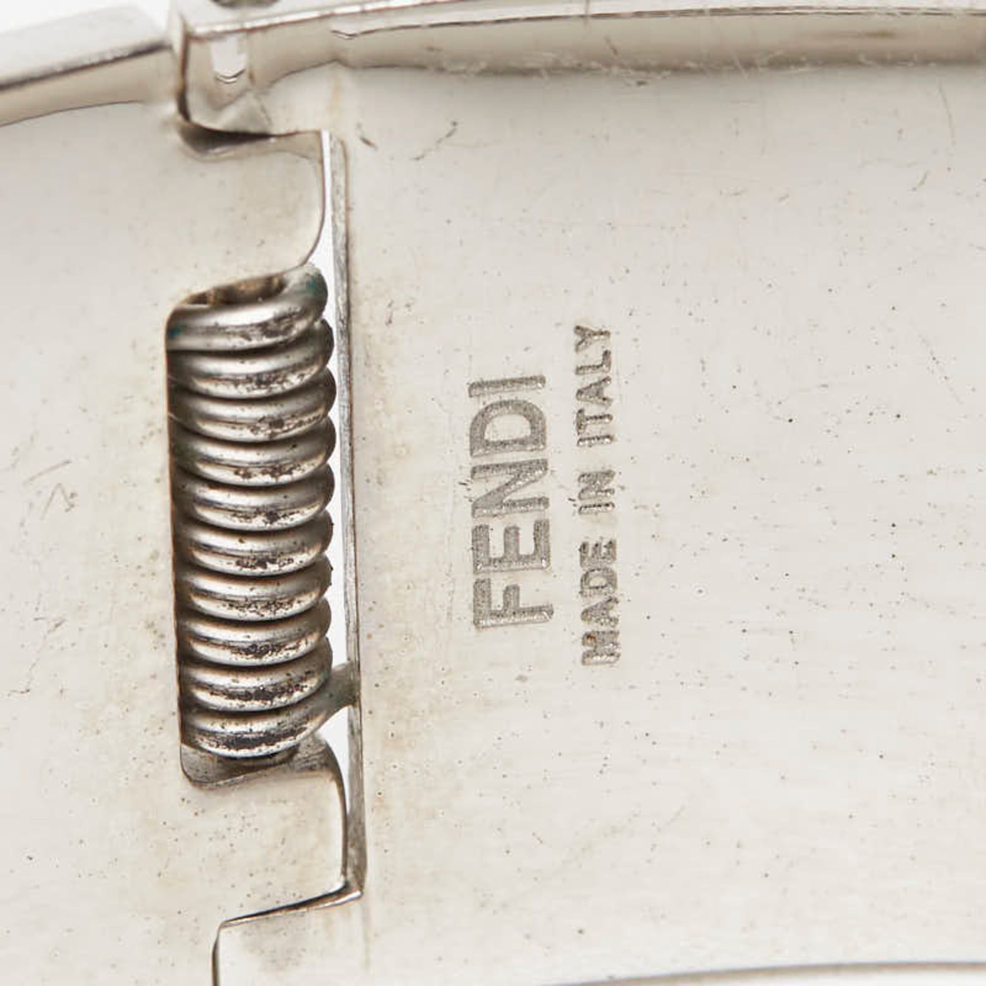 Fendi Fendi Striped Bangle, Size M, Pink and Silver Metal, Women's, FENDI Size ONE SIZE - 4 Thumbnail