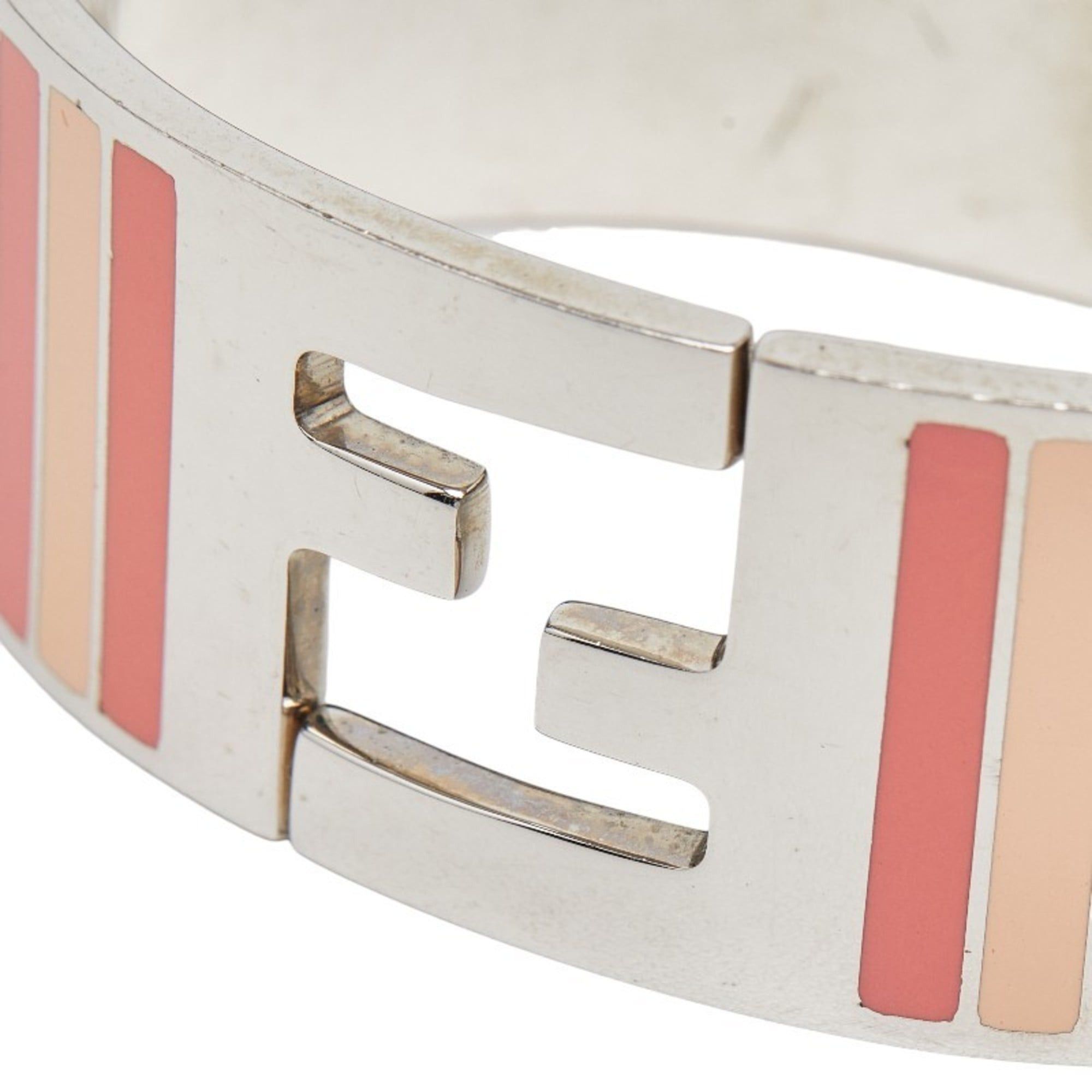 Fendi Fendi Striped Bangle, Size M, Pink and Silver Metal, Women's, FENDI Size ONE SIZE - 3 Thumbnail