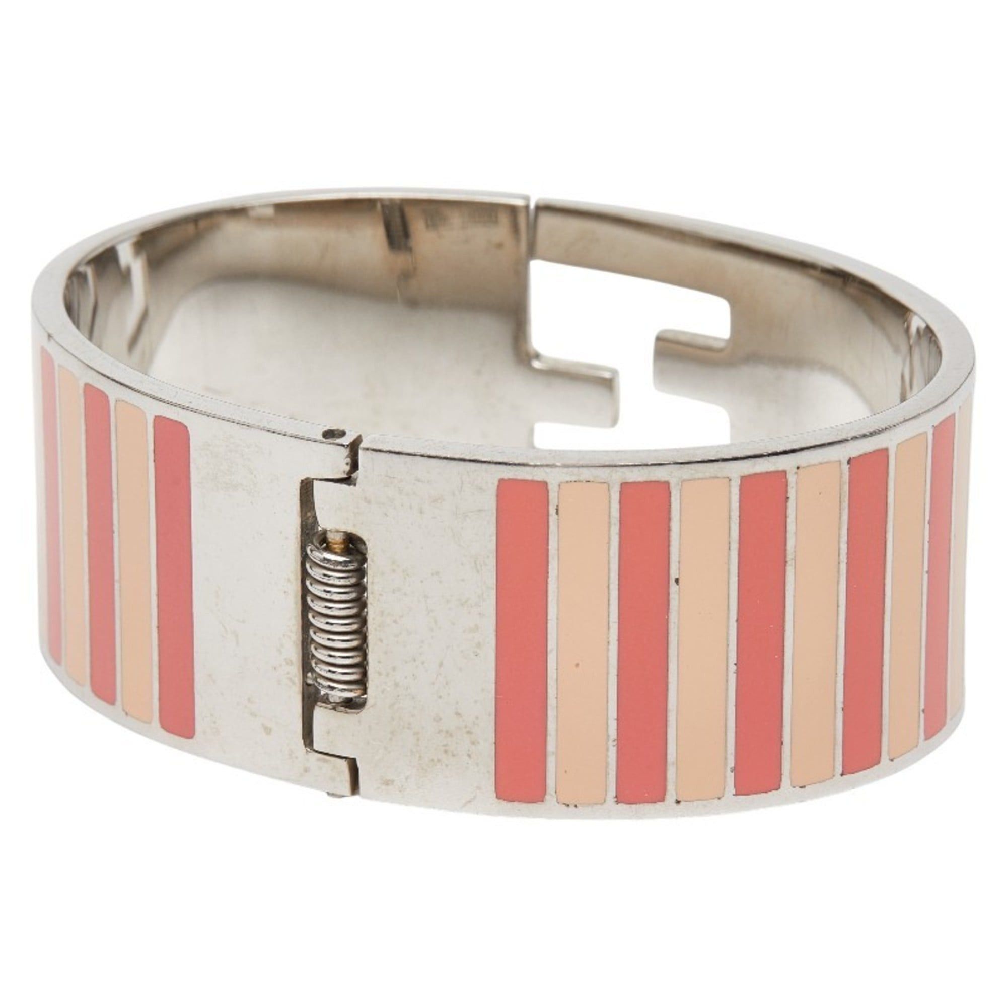 Fendi Fendi Striped Bangle, Size M, Pink and Silver Metal, Women's, FENDI Size ONE SIZE - 2 Thumbnail