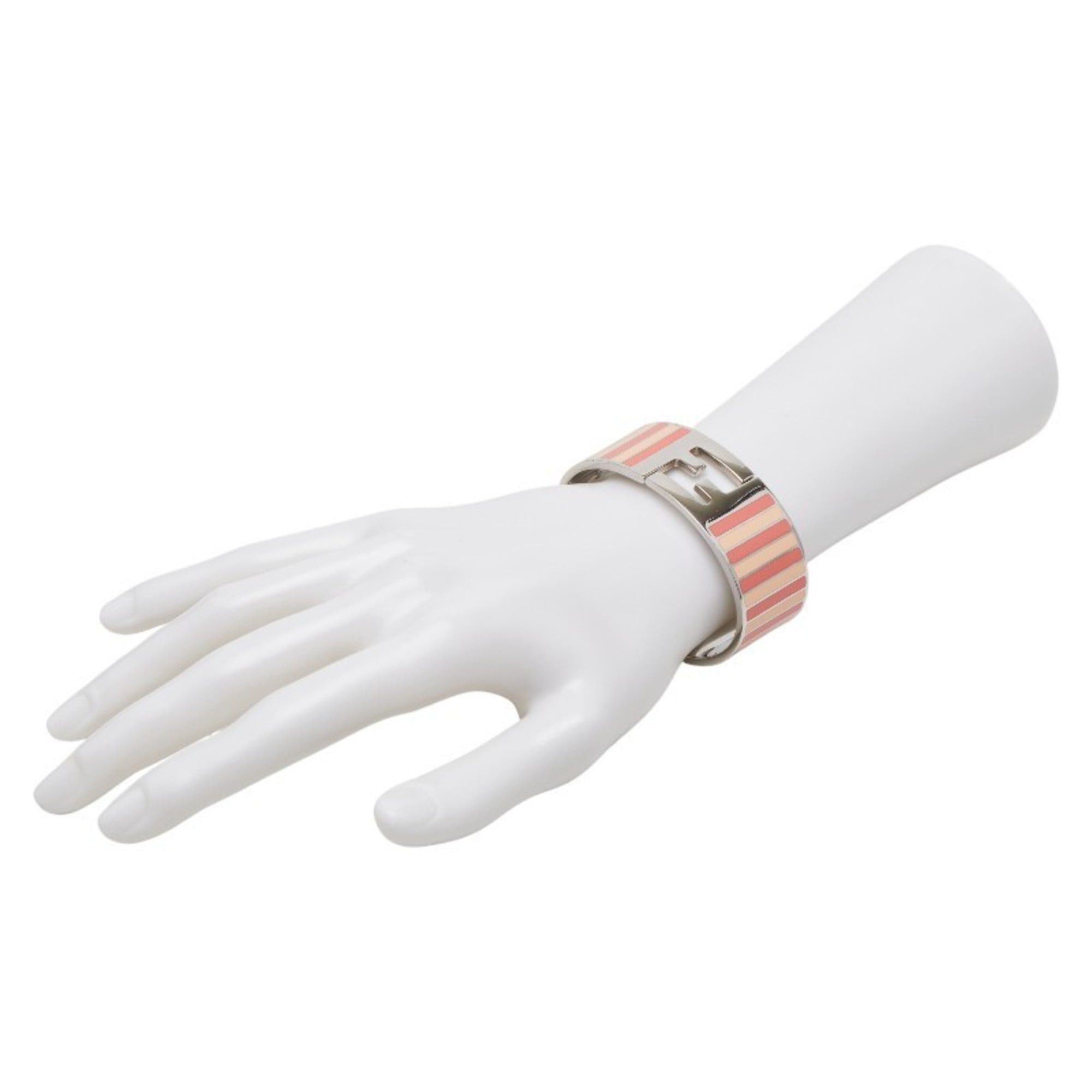 Fendi Fendi Striped Bangle, Size M, Pink and Silver Metal, Women's, FENDI Size ONE SIZE - 5 Thumbnail