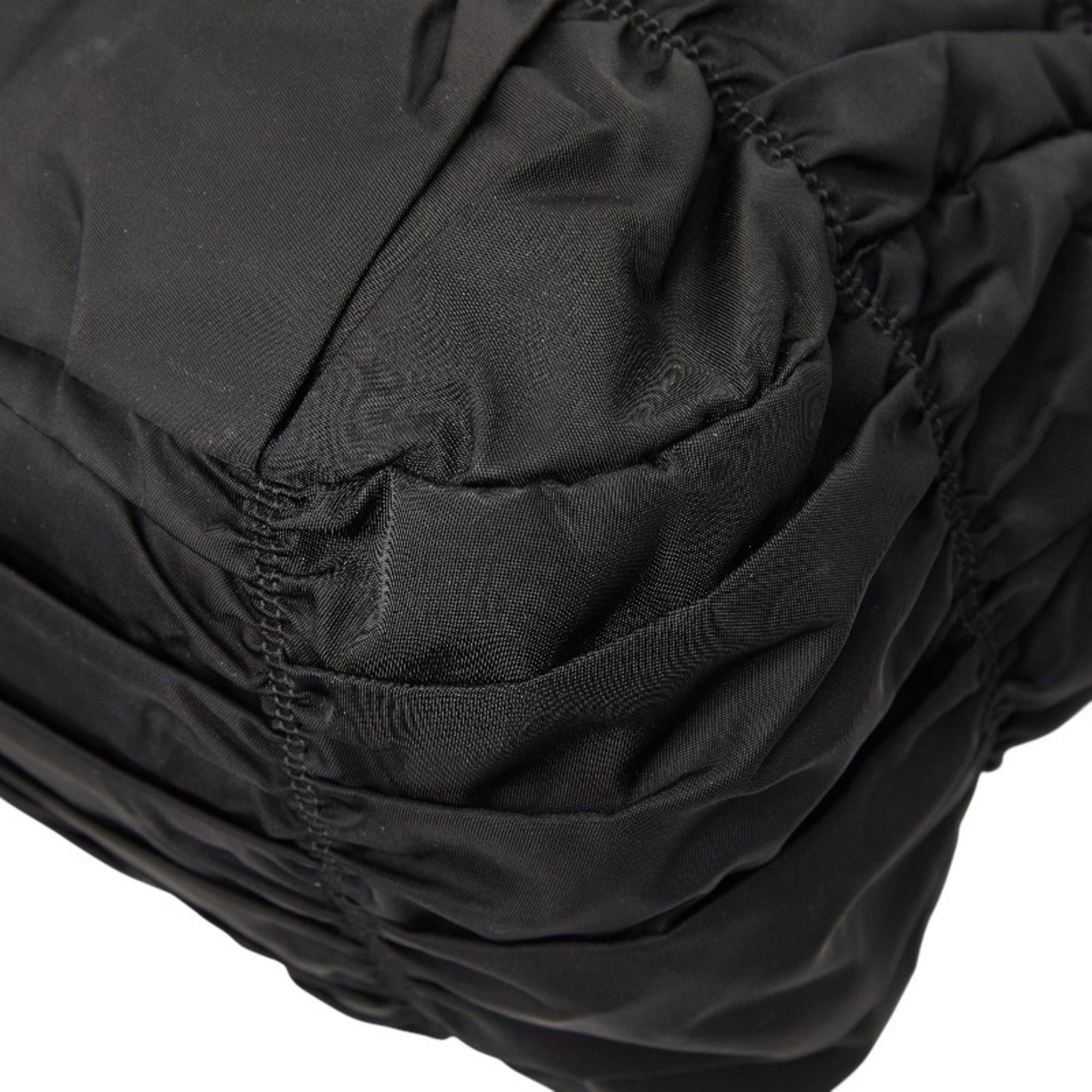 Prada Prada Gathered Logo Tote Bag/Shoulder Bag, 2-Way, BN2346, Black Nylon and Leather, Women's, PRADA Size ONE SIZE - 6 Thumbnail