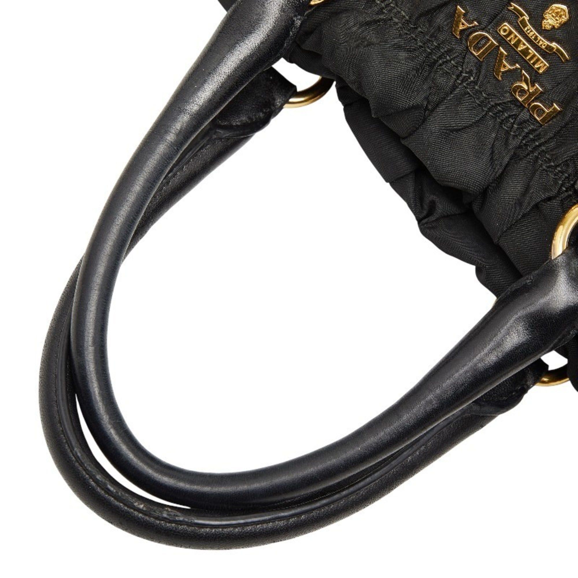 Prada Prada Gathered Logo Tote Bag/Shoulder Bag, 2-Way, BN2346, Black Nylon and Leather, Women's, PRADA Size ONE SIZE - 10 Thumbnail