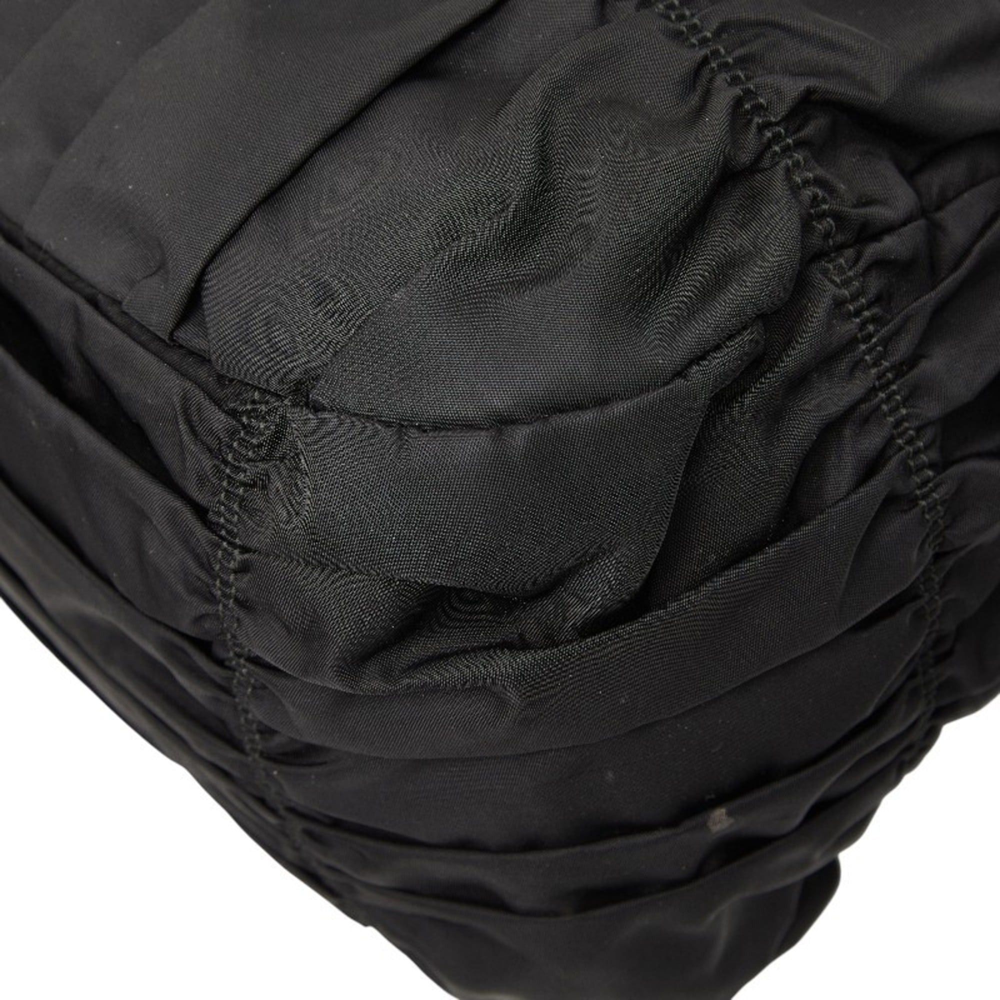 Prada Prada Gathered Logo Tote Bag/Shoulder Bag, 2-Way, BN2346, Black Nylon and Leather, Women's, PRADA Size ONE SIZE - 4 Thumbnail
