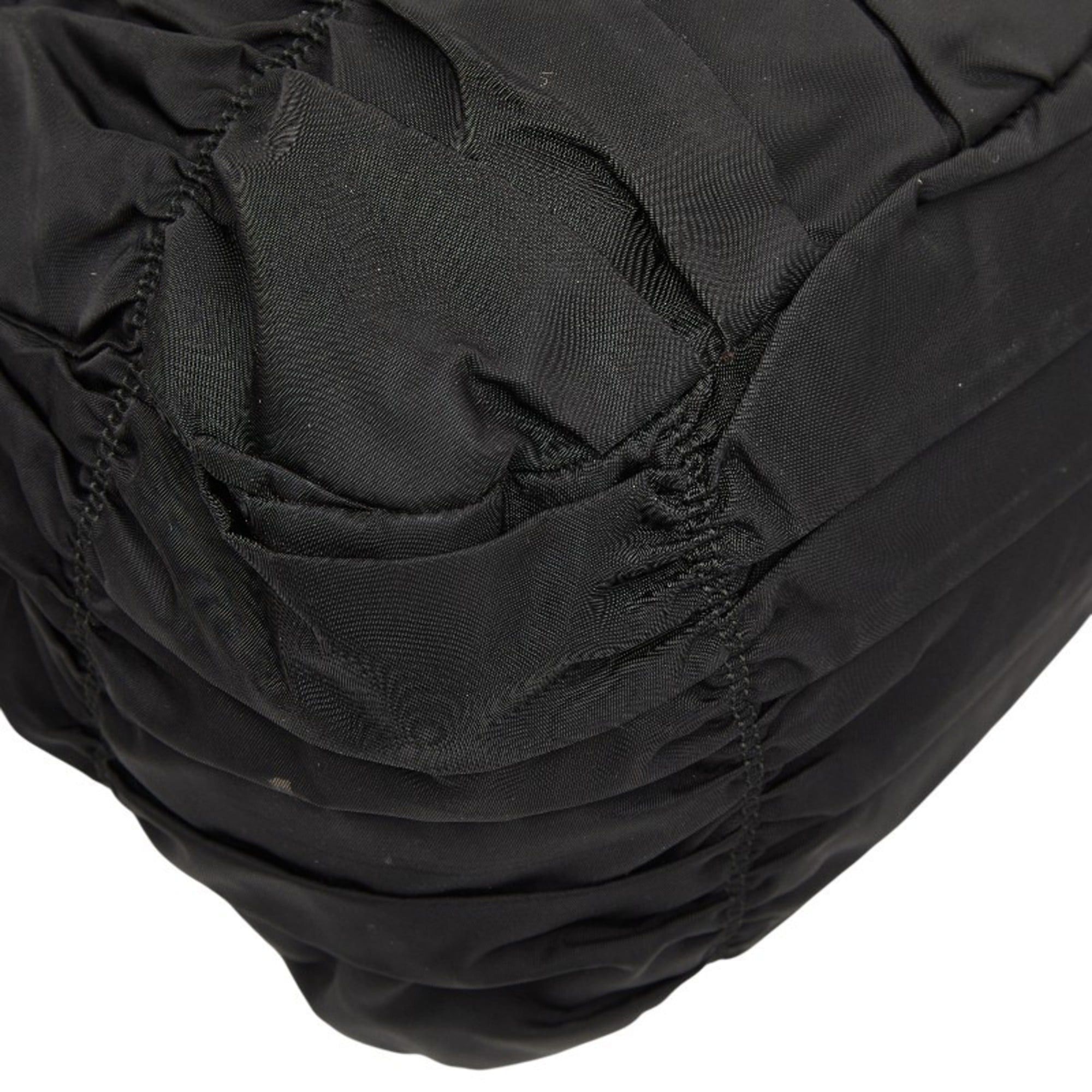 Prada Prada Gathered Logo Tote Bag/Shoulder Bag, 2-Way, BN2346, Black Nylon and Leather, Women's, PRADA Size ONE SIZE - 7 Thumbnail