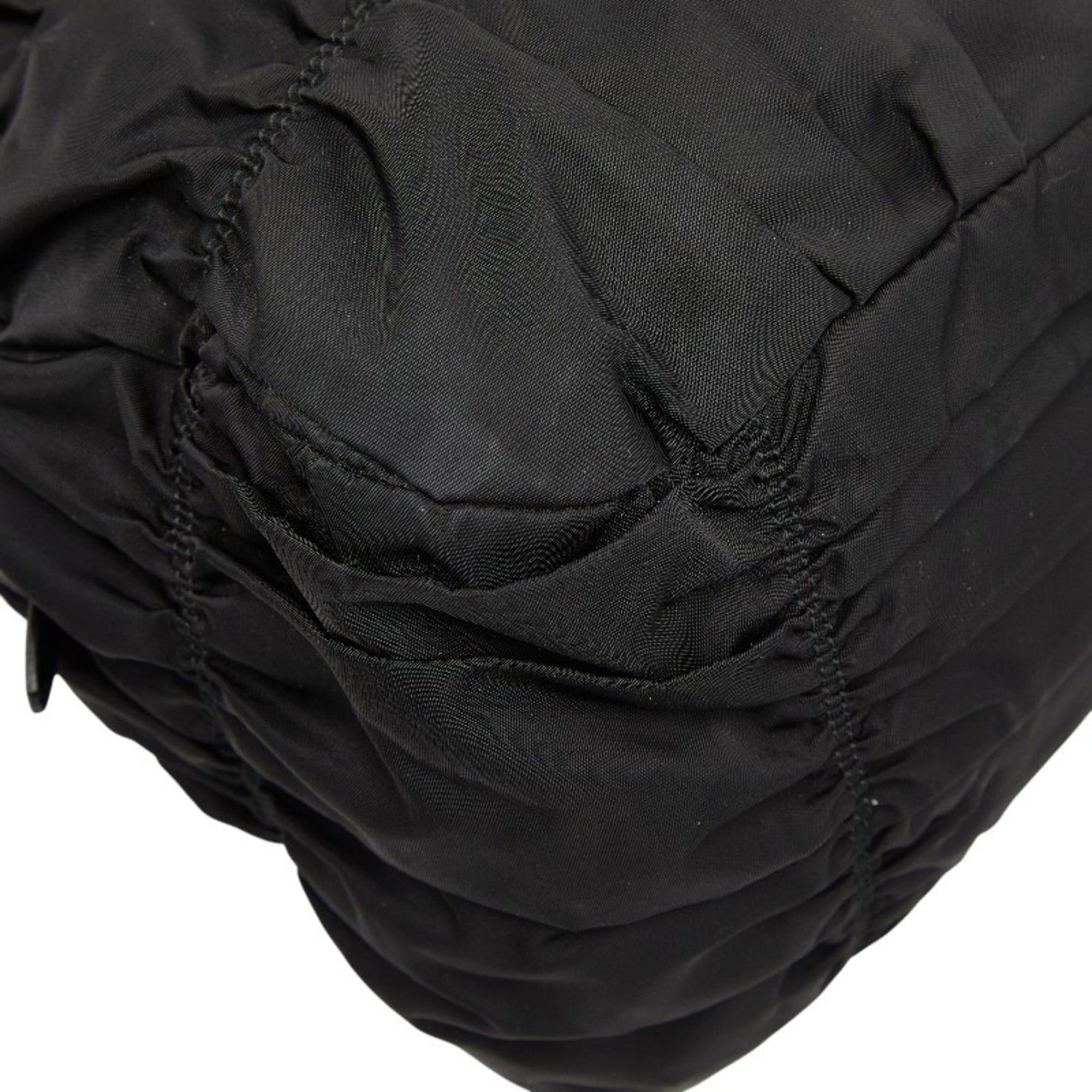 Prada Prada Gathered Logo Tote Bag/Shoulder Bag, 2-Way, BN2346, Black Nylon and Leather, Women's, PRADA Size ONE SIZE - 5 Thumbnail