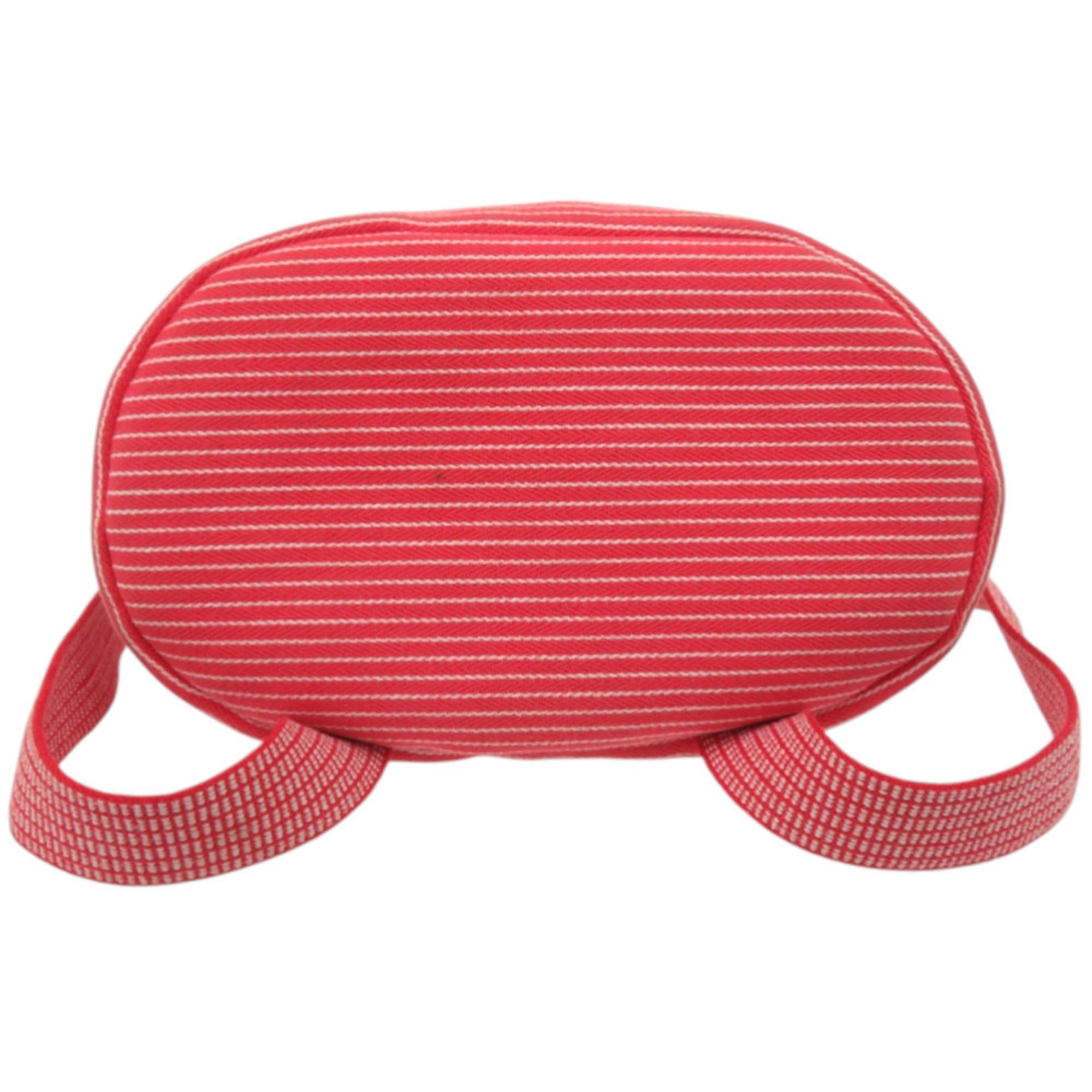 Hermes Excellent condition Hermès striped Caval color kids' horsehair cotton backpack/daypack in red (0223HERMES) Size ONE SIZE - 4 Thumbnail