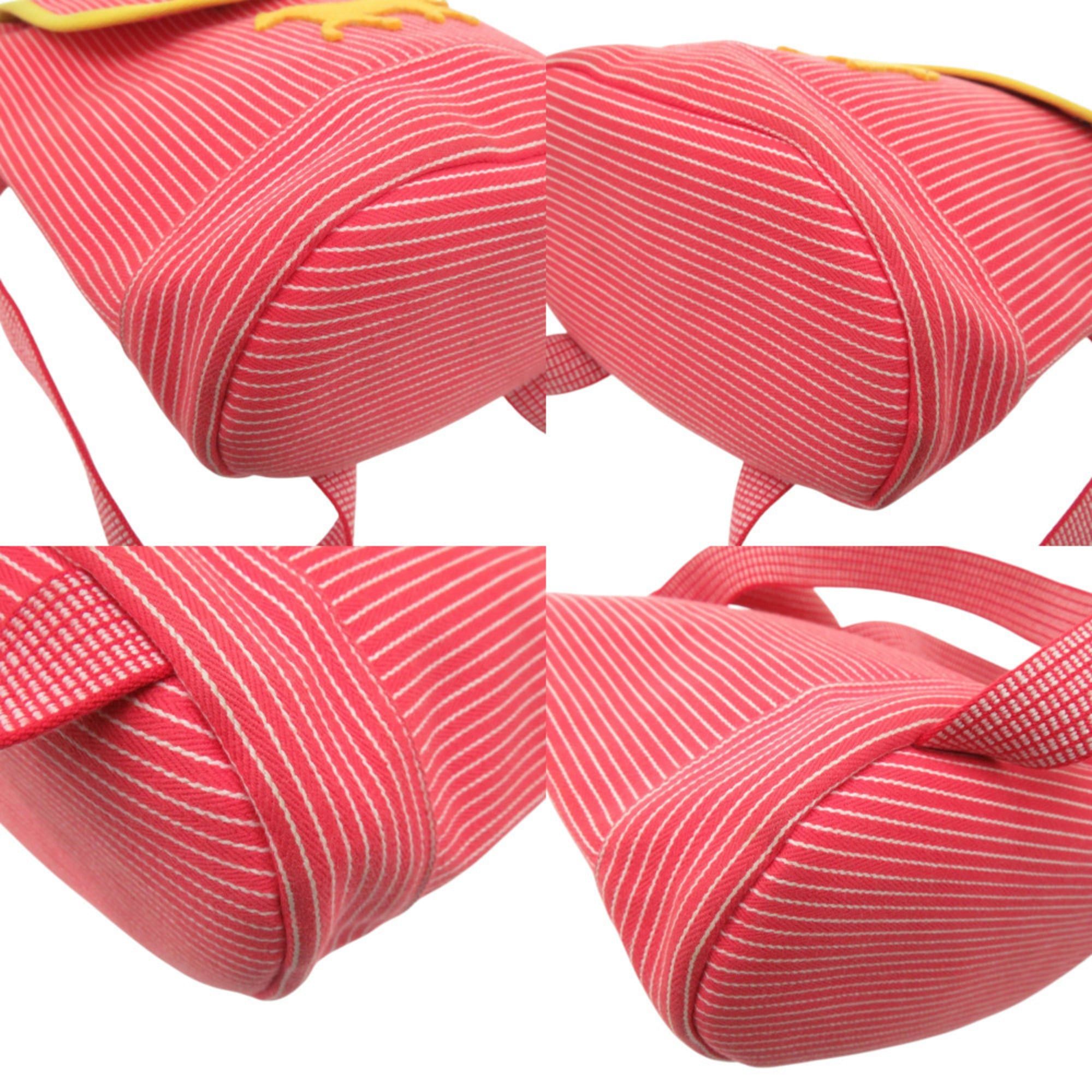Hermes Excellent condition Hermès striped Caval color kids' horsehair cotton backpack/daypack in red (0223HERMES) Size ONE SIZE - 5 Thumbnail