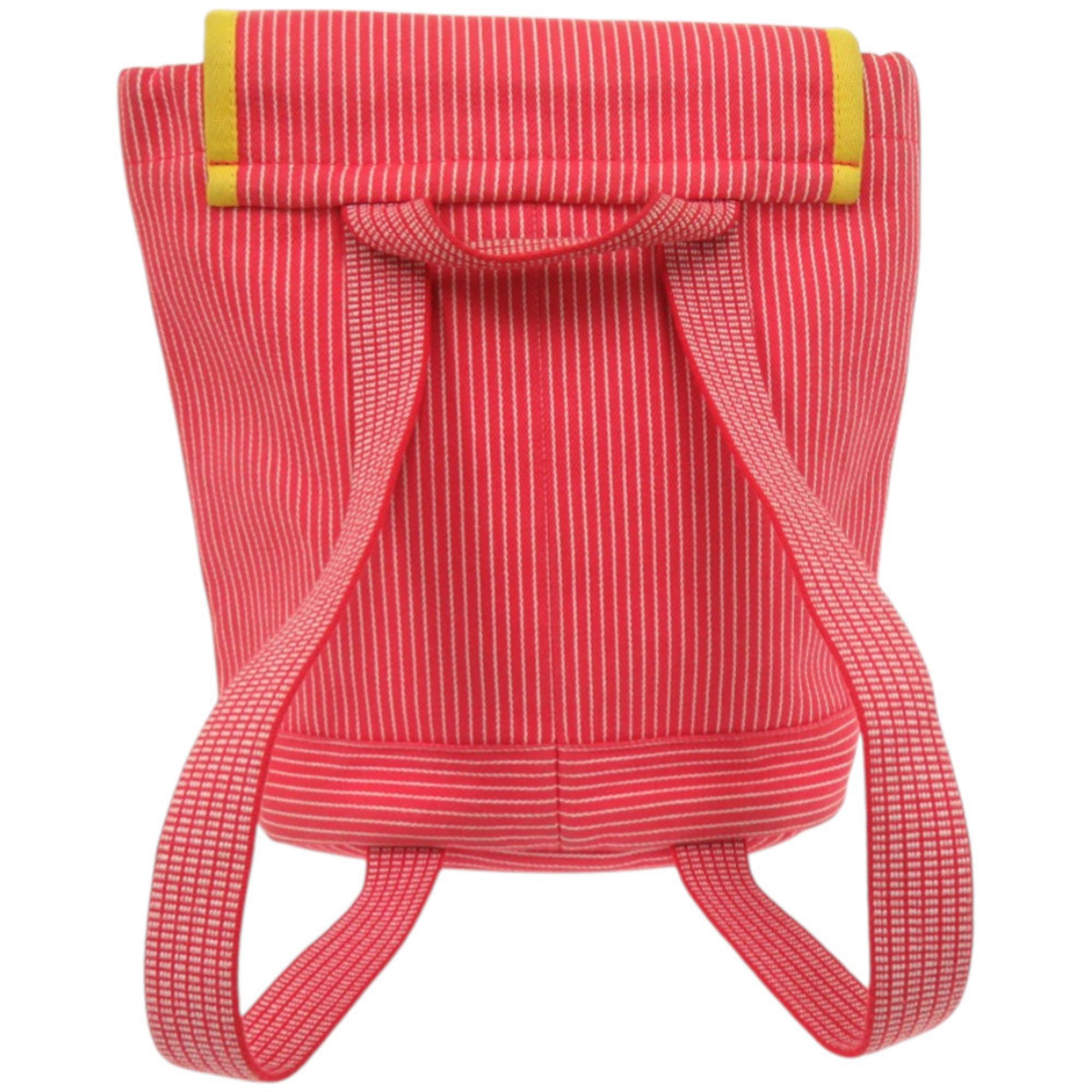 Hermes Excellent condition Hermès striped Caval color kids' horsehair cotton backpack/daypack in red (0223HERMES) Size ONE SIZE - 3 Thumbnail