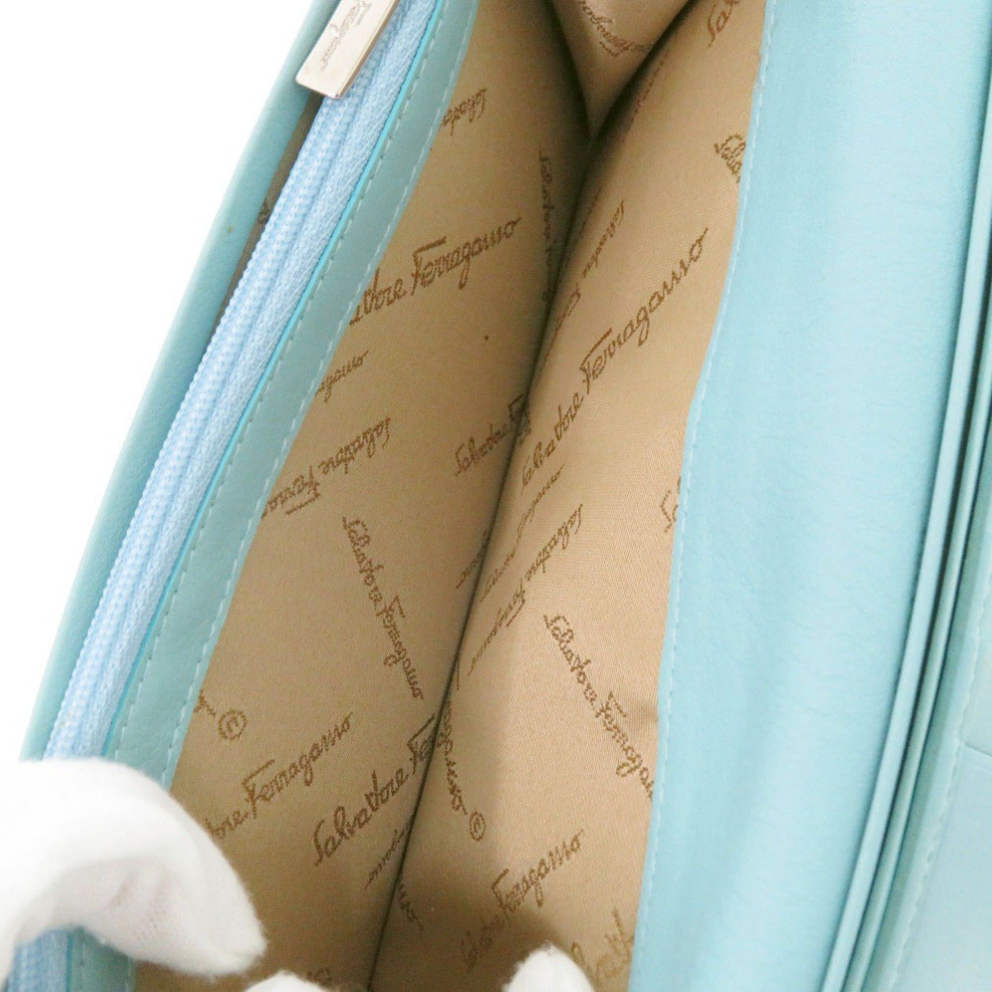 Salvatore Ferragamo Like new Salvatore Ferragamo Gancini leather light blue long wallet, model 0924. Size ONE SIZE - 6 Thumbnail