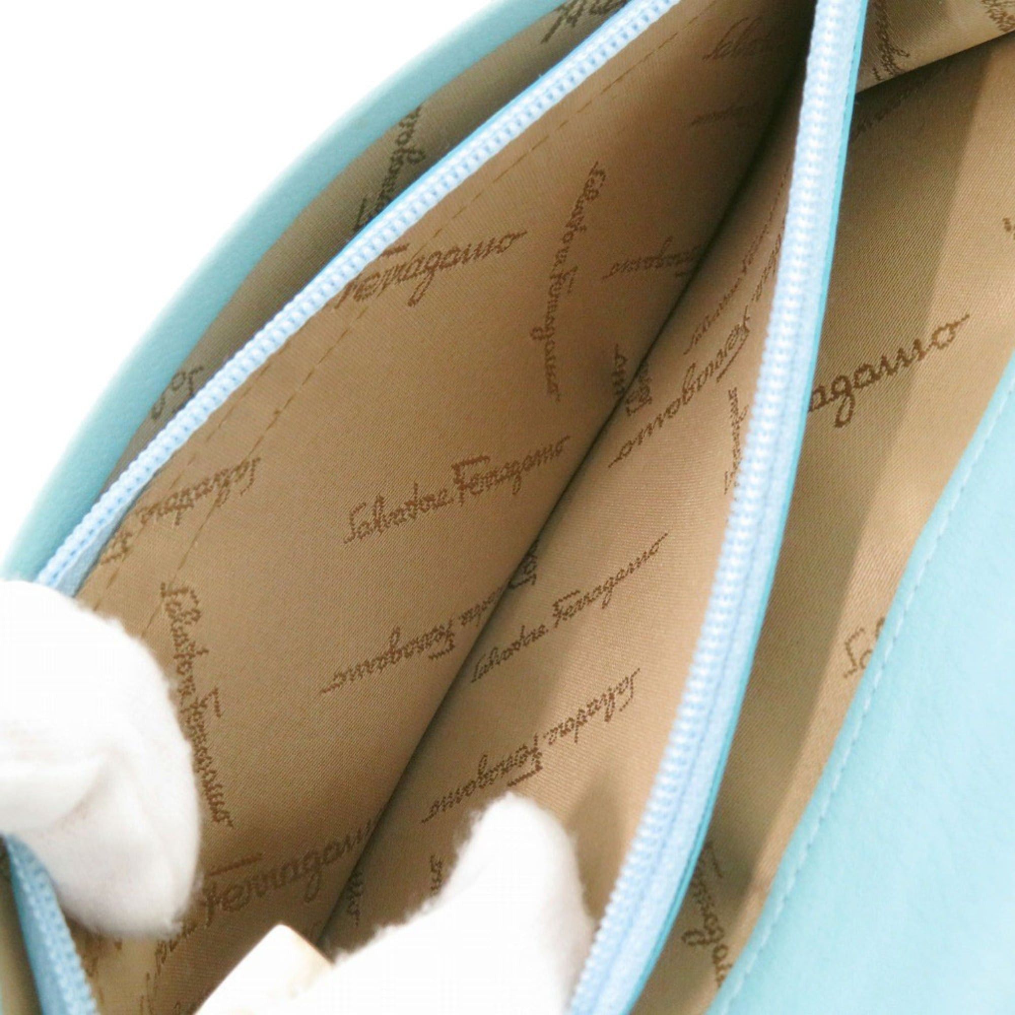 Salvatore Ferragamo Like new Salvatore Ferragamo Gancini leather light blue long wallet, model 0924. Size ONE SIZE - 7 Thumbnail