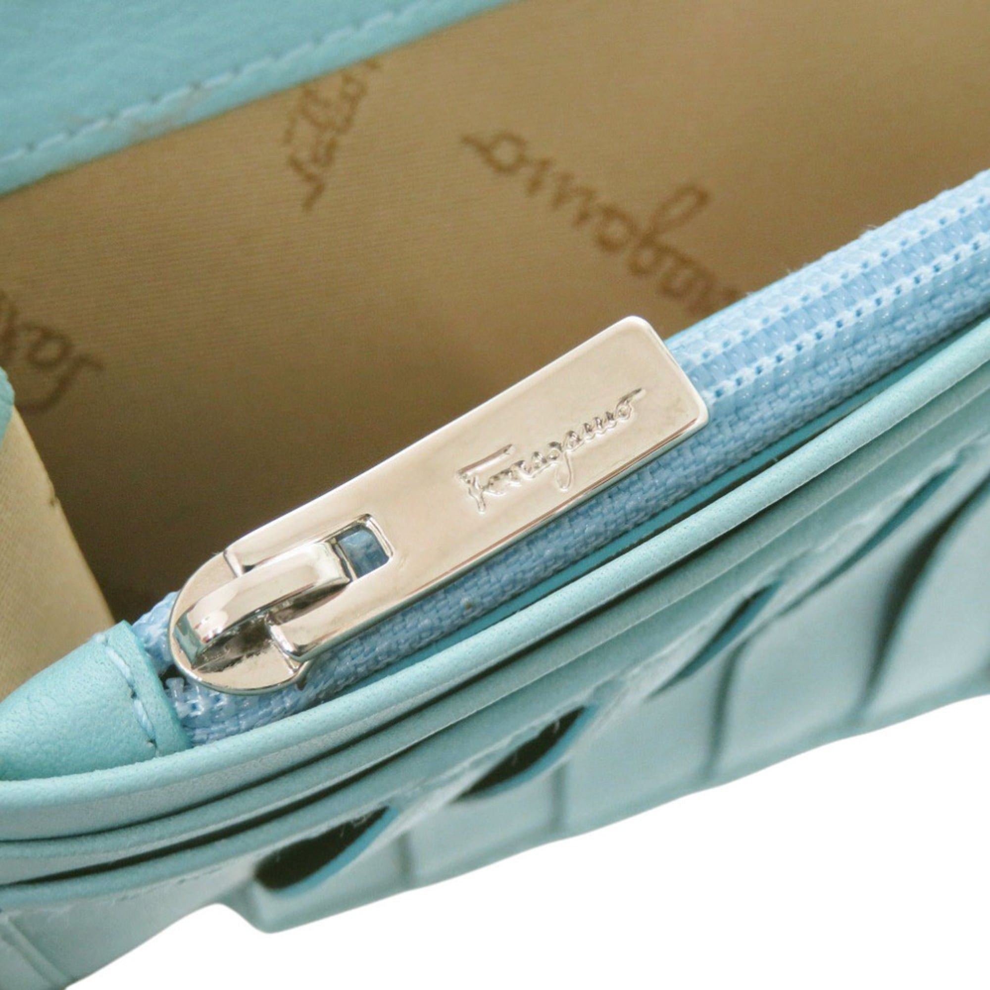 Salvatore Ferragamo Like new Salvatore Ferragamo Gancini leather light blue long wallet, model 0924. Size ONE SIZE - 9 Thumbnail