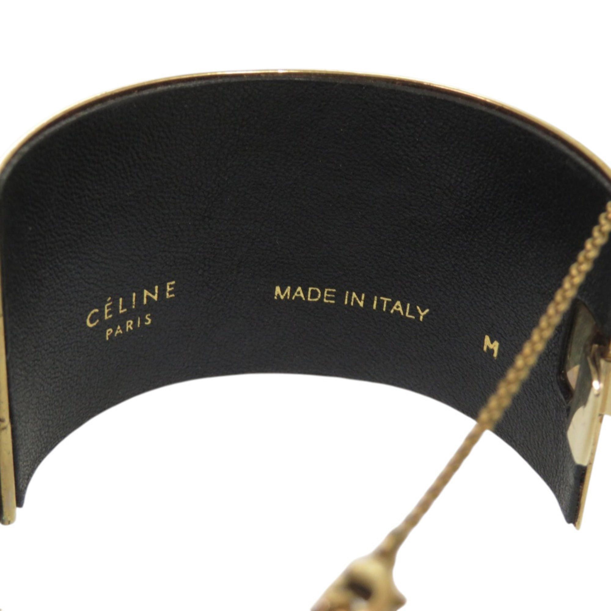 Celine Excellent condition Celine Manchette metal, leather and gold bangle 1233CELINE Size ONE SIZE - 5 Thumbnail