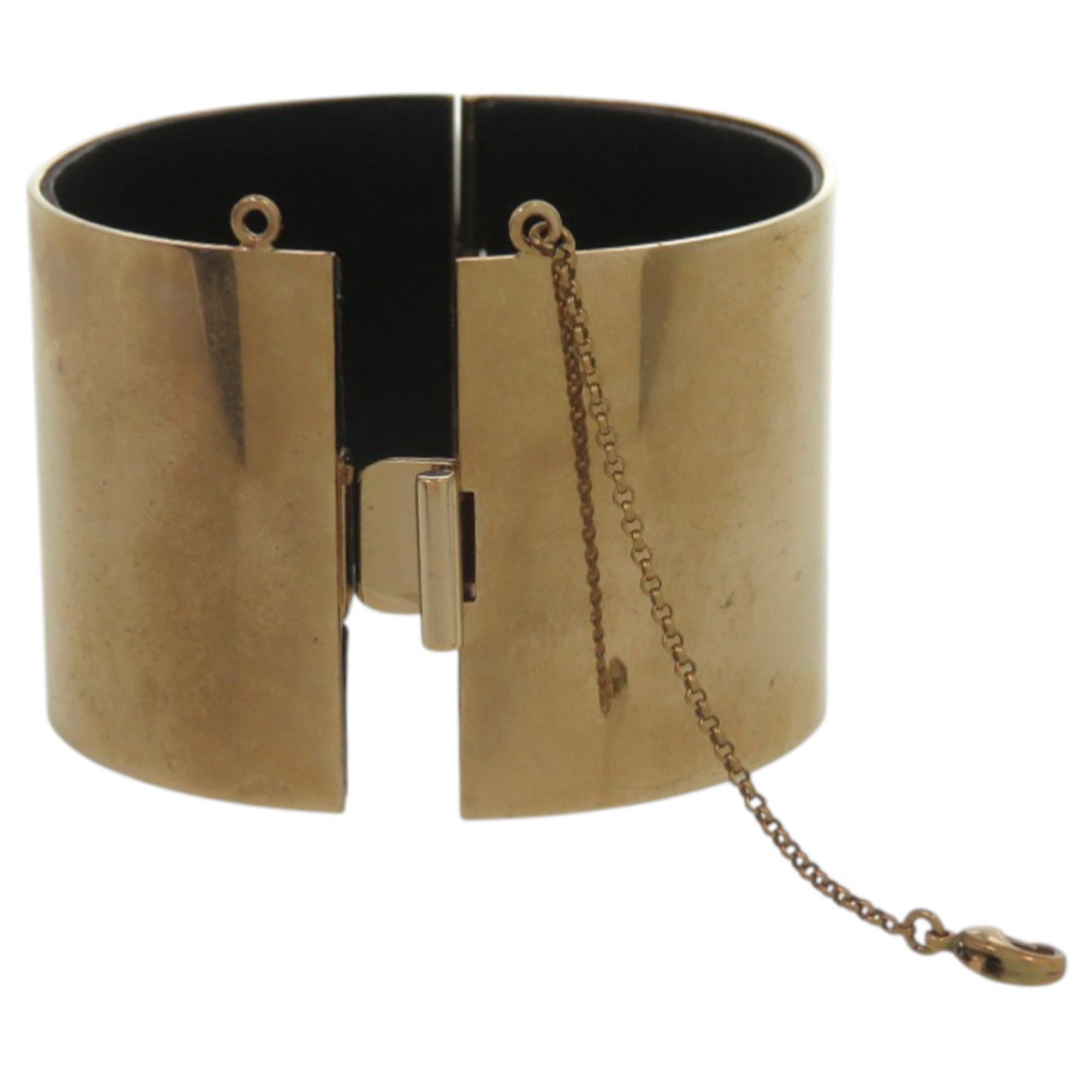 Celine Excellent condition Celine Manchette metal, leather and gold bangle 1233CELINE Size ONE SIZE - 7 Thumbnail