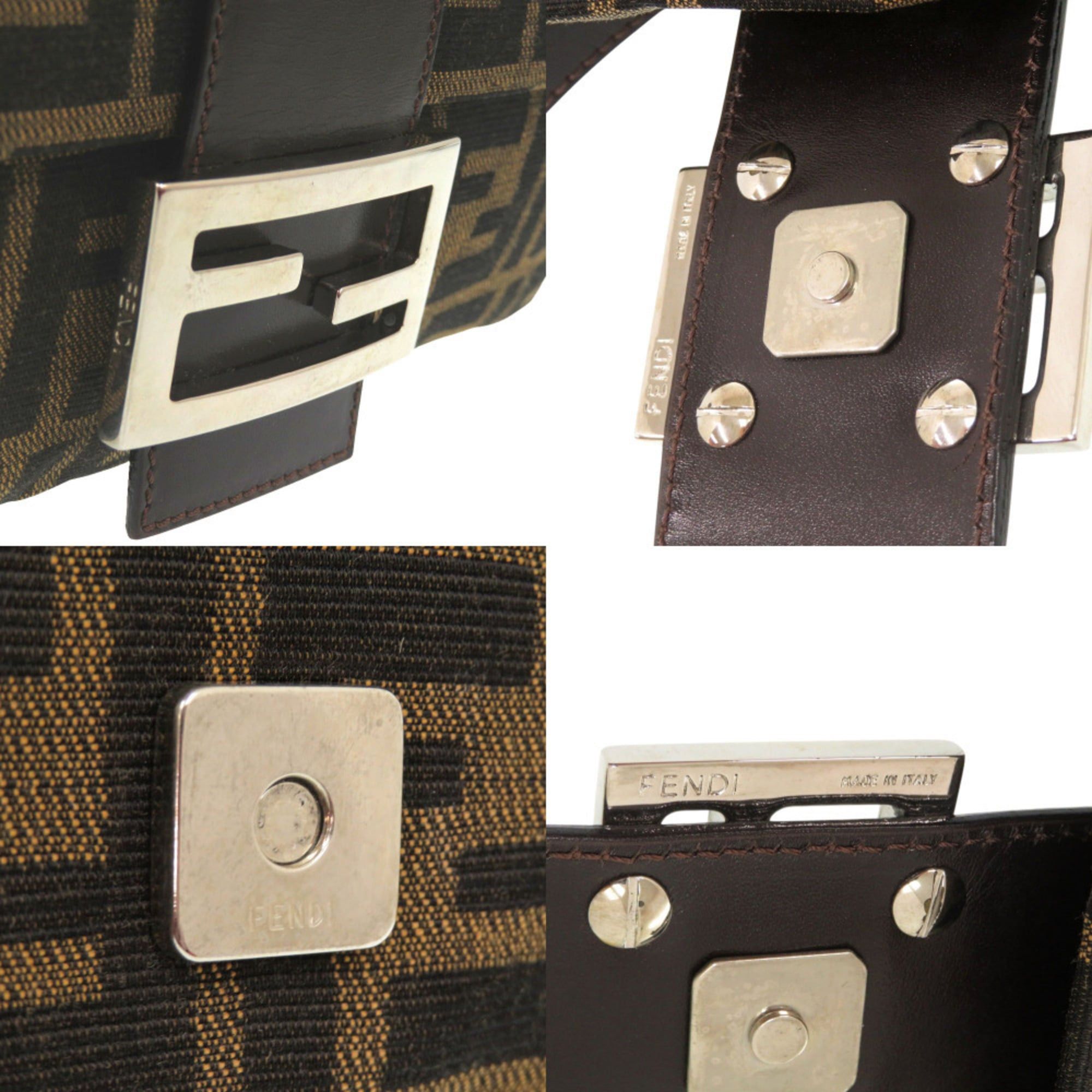 Fendi Excellent condition Fendi Zucca pattern Mamma Bucket 2305 26424 handbag in brown leather and nylon jacquard with silver hardware. 0609FENDI Size ONE SIZE - 8 Thumbnail
