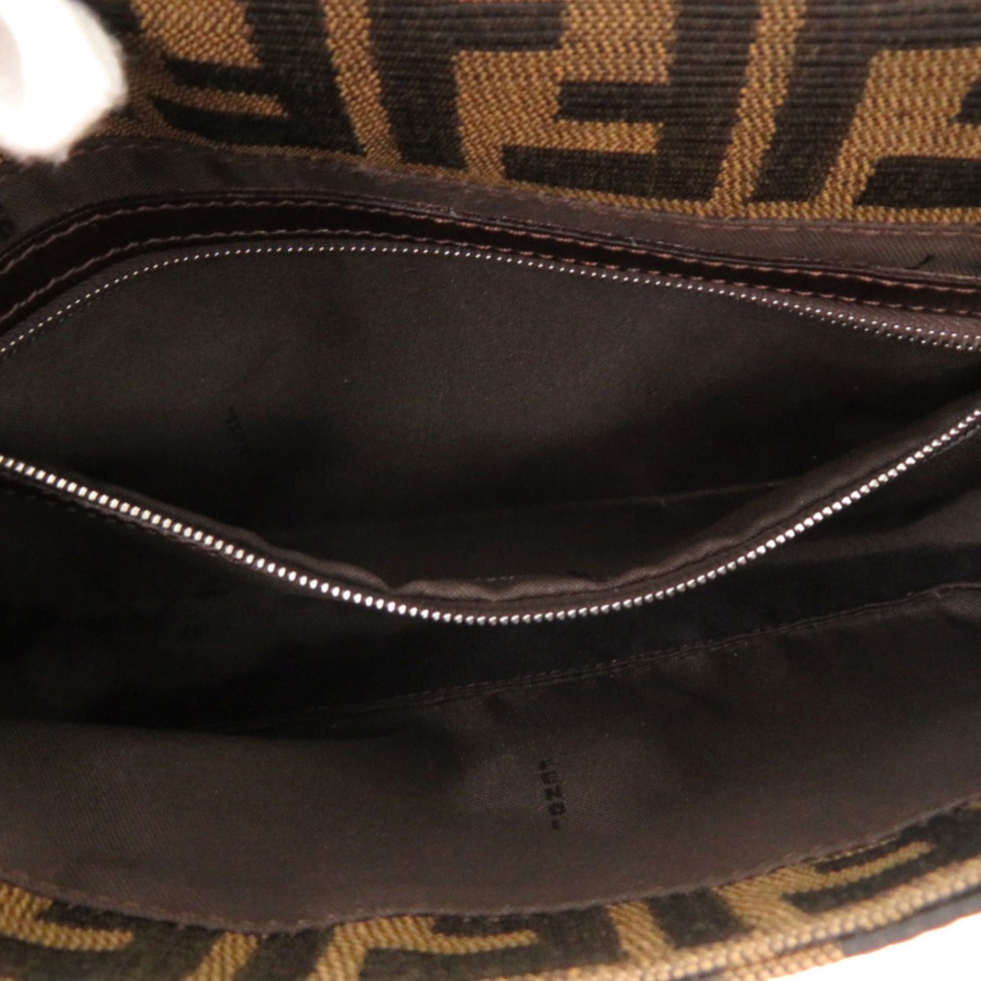 Fendi Excellent condition Fendi Zucca pattern Mamma Bucket 2305 26424 handbag in brown leather and nylon jacquard with silver hardware. 0609FENDI Size ONE SIZE - 6 Thumbnail