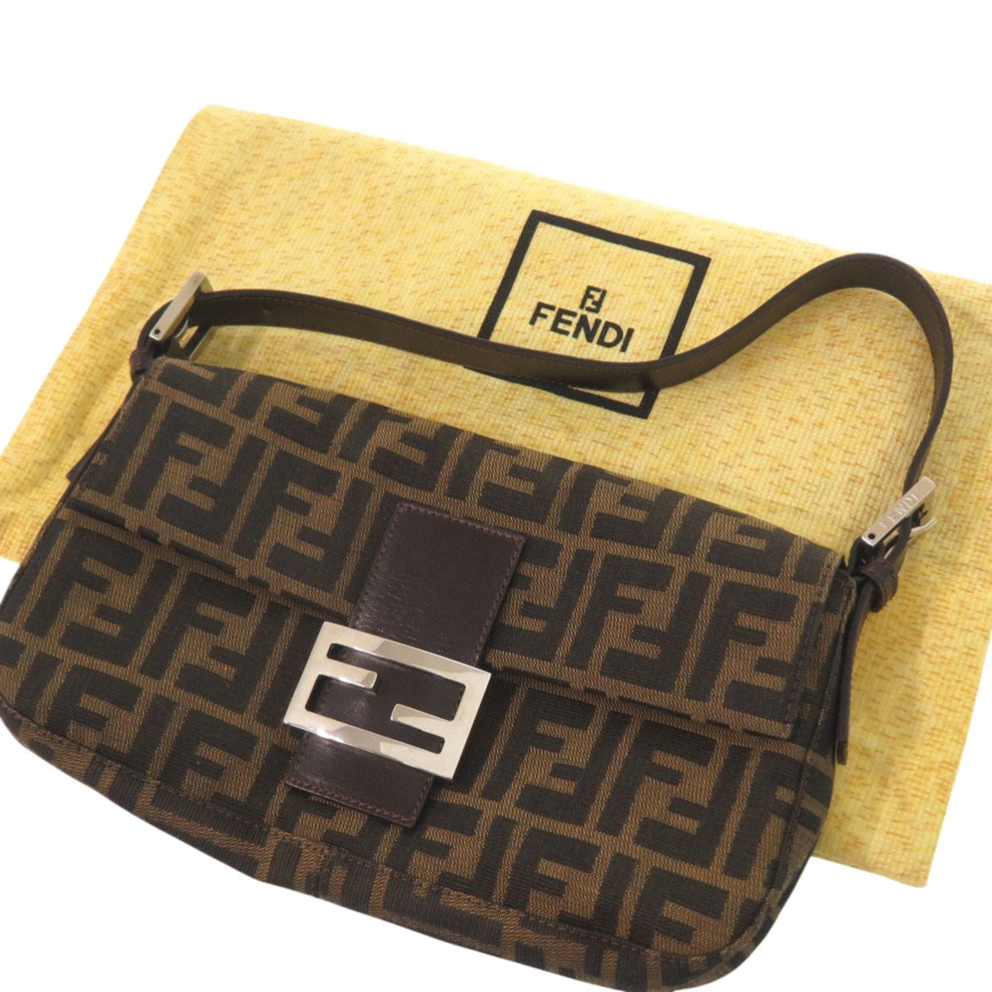 Fendi Excellent condition Fendi Zucca pattern Mamma Bucket 2305 26424 handbag in brown leather and nylon jacquard with silver hardware. 0609FENDI Size ONE SIZE - 2 Thumbnail
