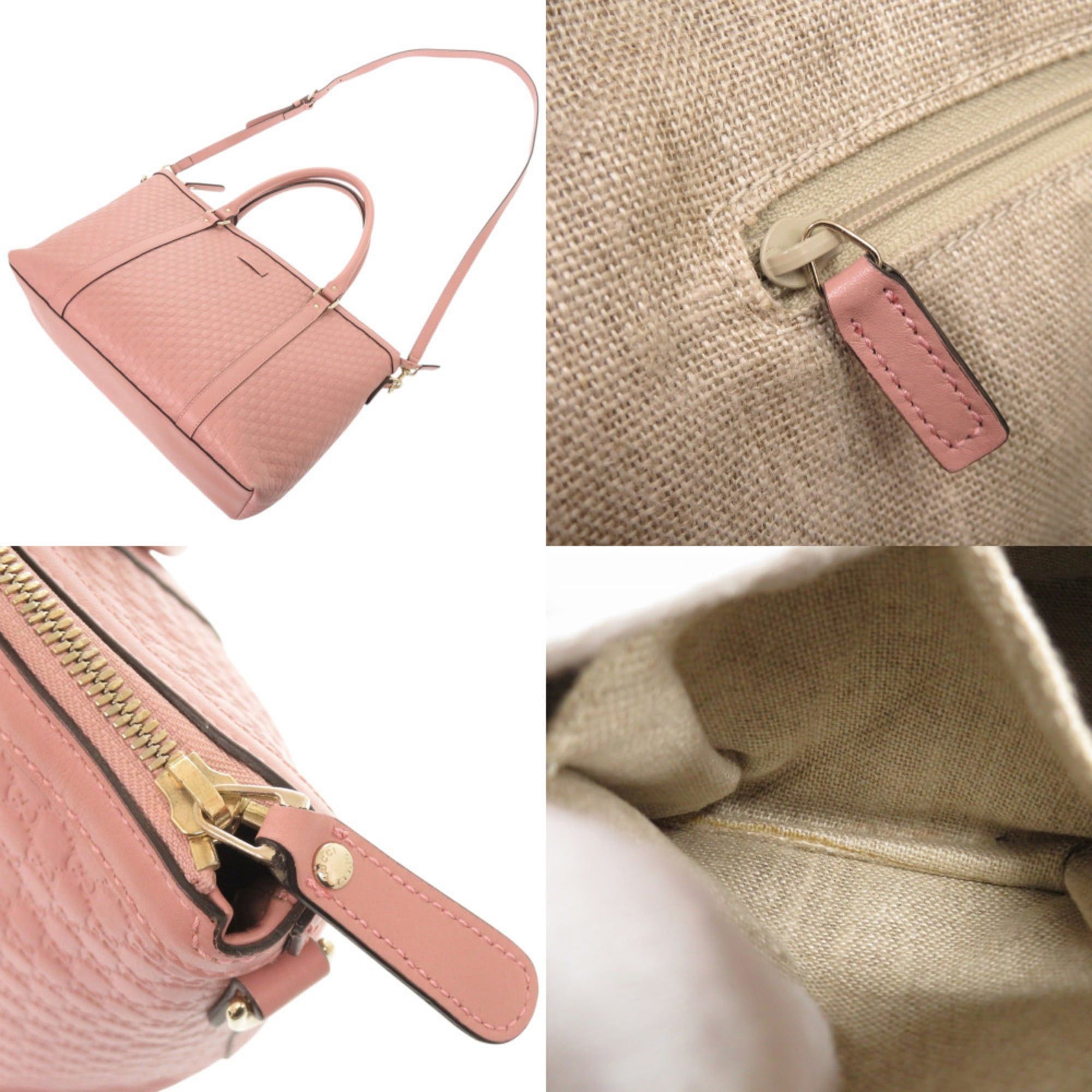 Gucci Gucci Micro Guccissima 449655 Leather Pink 2-Way Handbag Tote Bag Shoulder 0233GUCCI Size ONE SIZE - 7 Thumbnail