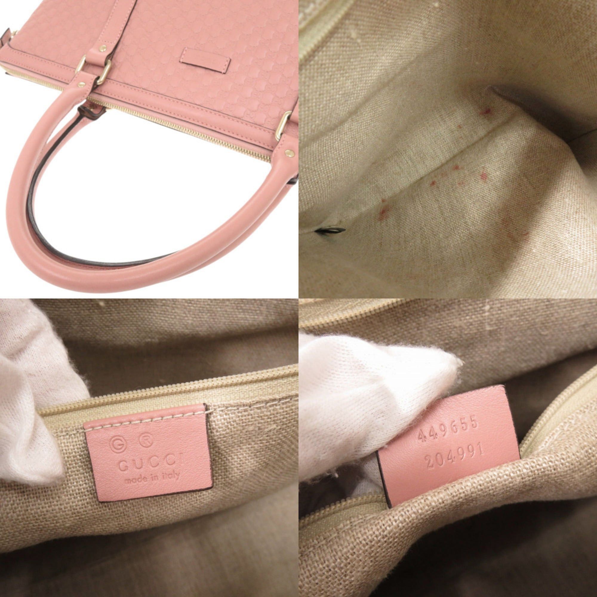 Gucci Gucci Micro Guccissima 449655 Leather Pink 2-Way Handbag Tote Bag Shoulder 0233GUCCI Size ONE SIZE - 6 Thumbnail